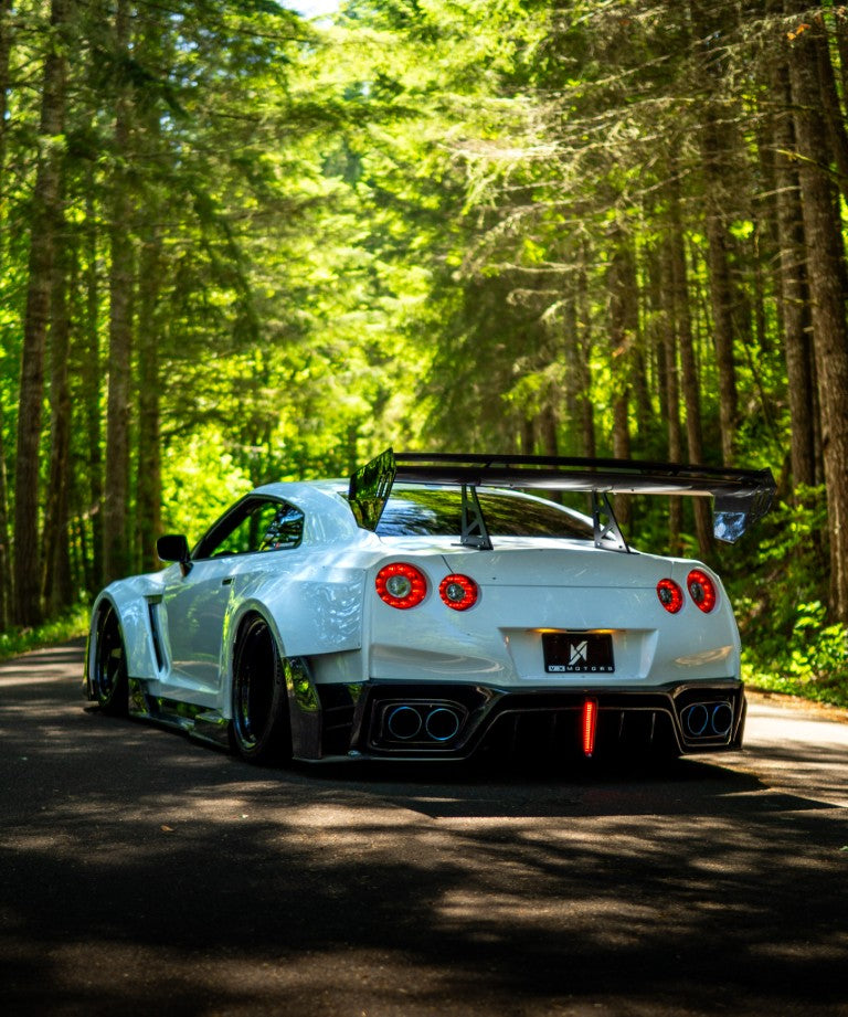 Nissan GTR Nismo T-Spec Black Edition Track Edition Premium Pure CBA DBA EBA 2008 2009 2010 2011 2012 2013 2014 2015 2016 2017 2018 2019 2020 2021 2022 2023 2024 with Aftermarket Parts - "Godzilla" Swan Neck Thor GT Wing Carbon Fiber / FRP from Robot Craftsman