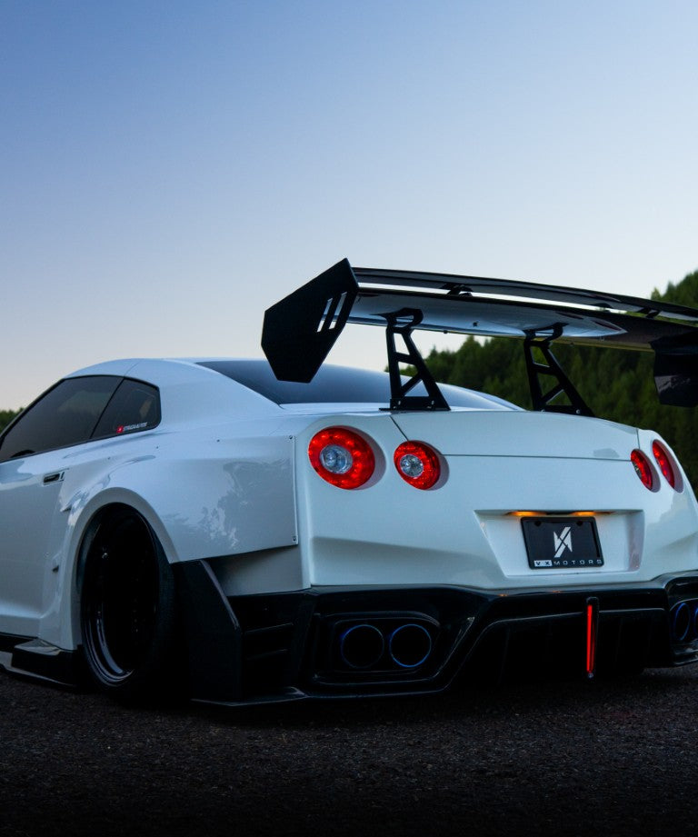 Nissan GTR Nismo T-Spec Black Edition Track Edition Premium Pure CBA DBA EBA 2008 2009 2010 2011 2012 2013 2014 2015 2016 2017 2018 2019 2020 2021 2022 2023 2024 with Aftermarket Parts - "Godzilla" Swan Neck Thor GT Wing Carbon Fiber / FRP from Robot Craftsman