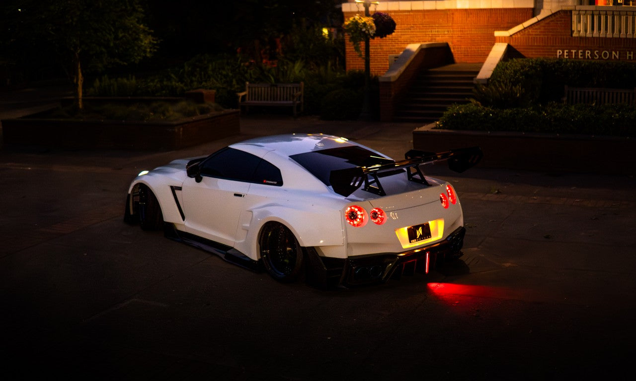 Nissan GTR Nismo T-Spec Black Edition Track Edition Premium Pure  CBA DBA EBA 2008 2009 2010 2011 2012 2013 2014 2015 2016 2017 2018 2019 2020 2021 2022 2023 2024 (designed to be compatible with ROBOT CRAFTSMAN front bumper) with Aftermarket Parts - "Godzilla" Widebody Wheel Arches & Side Skirts Carbon Fiber / FRP from Robot Craftsman