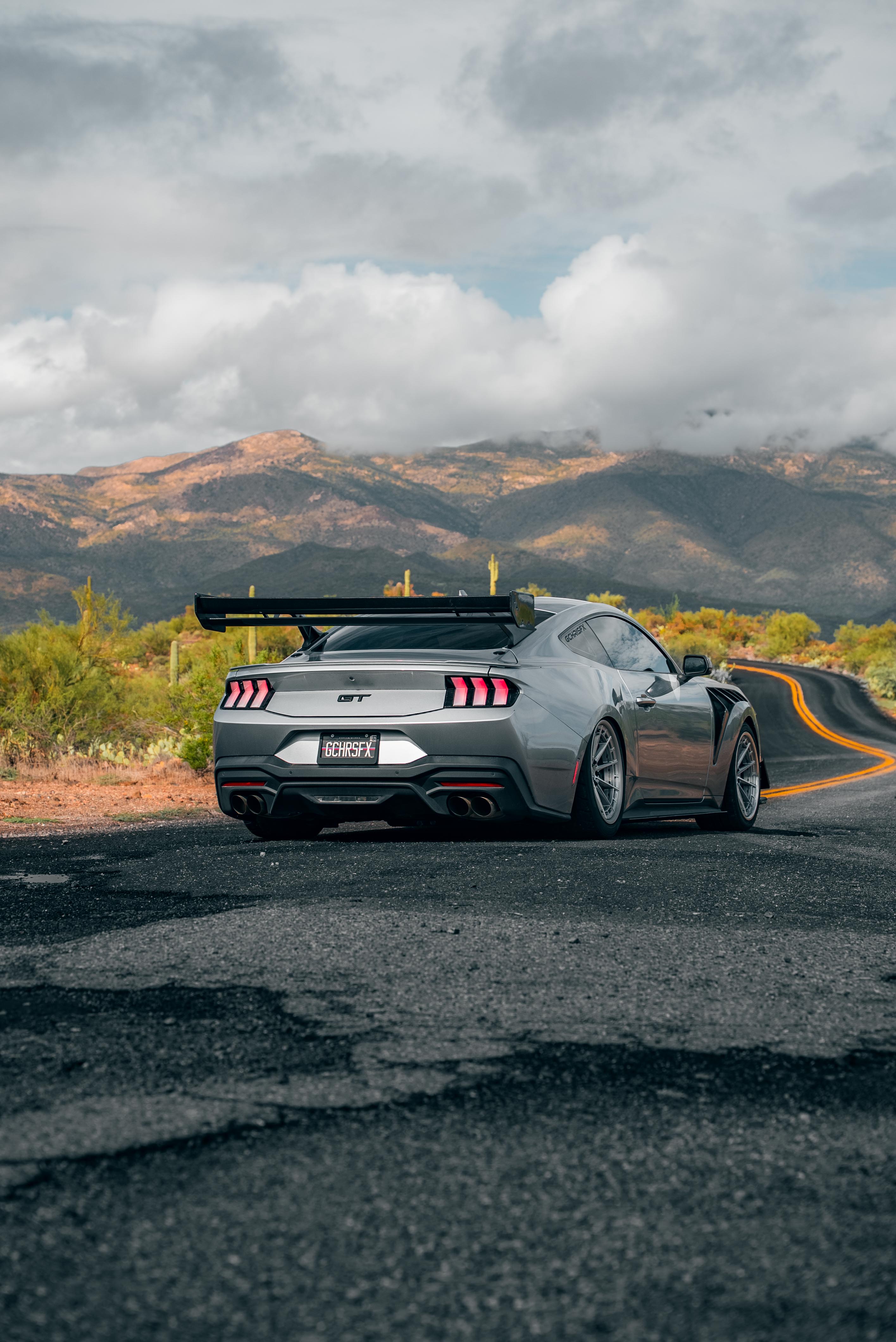 Ford Mustang Ecoboost V6 GT March1 Bullitt S550.1 S550.2 2015 2016 2017 2018 2019 2020 2021 2022 2023 (limits trunk functionality) with Aftermarket Parts - GTD Style Rear Spoiler Wing Carbon Fiber  FRP from Robot Craftsman