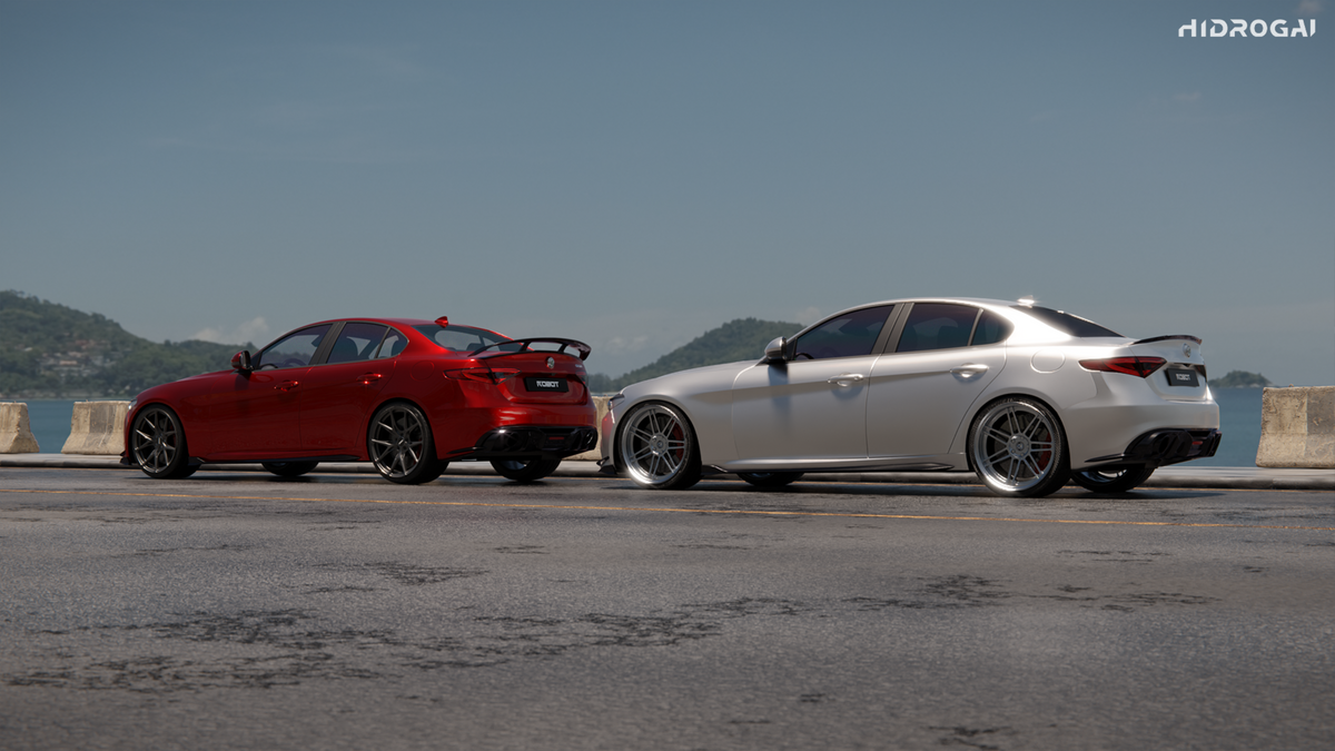 Alfa Romeo Giulia Quadrifoglio Sport Veloce Ti Sprint RWD AWD Lusso Base 2017-ON with Robot Craftsman's Aftermarket Parts - Standard Package "HIDROGAI" Carbon Fiber / FRP