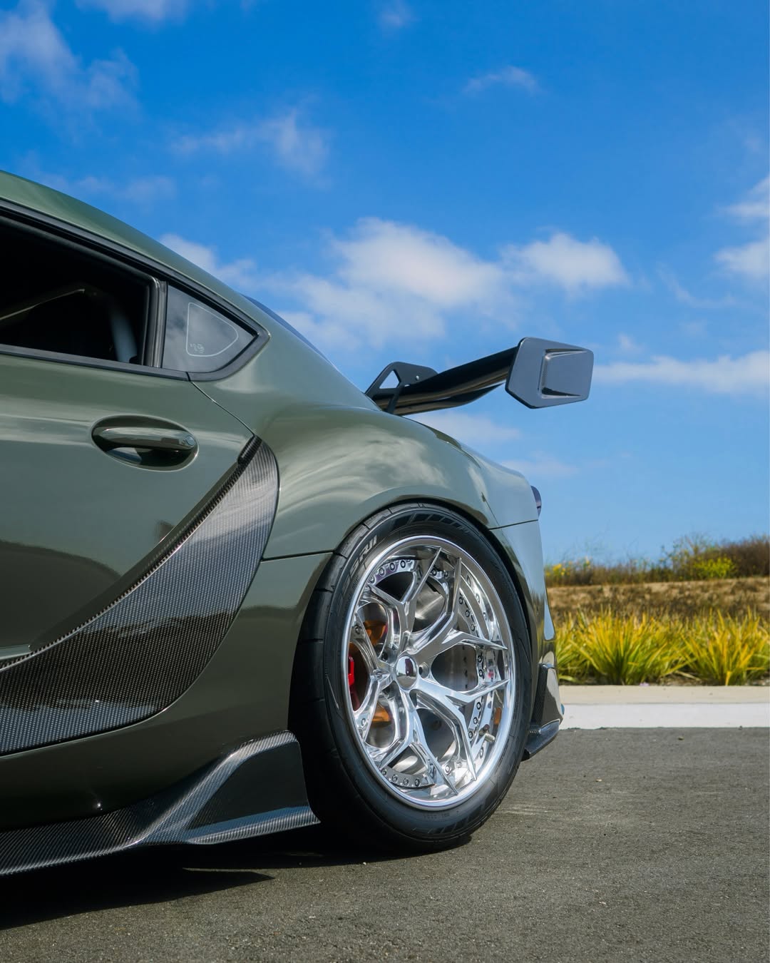 Toyota Supra MK5 A90 A91 3.0 2.0 2020 2021 2022 2023 2024 with Aftermarket Parts - Hyperion Rear Louvers & GT Wing Carbon Fiber / FRP from Robot Craftsman