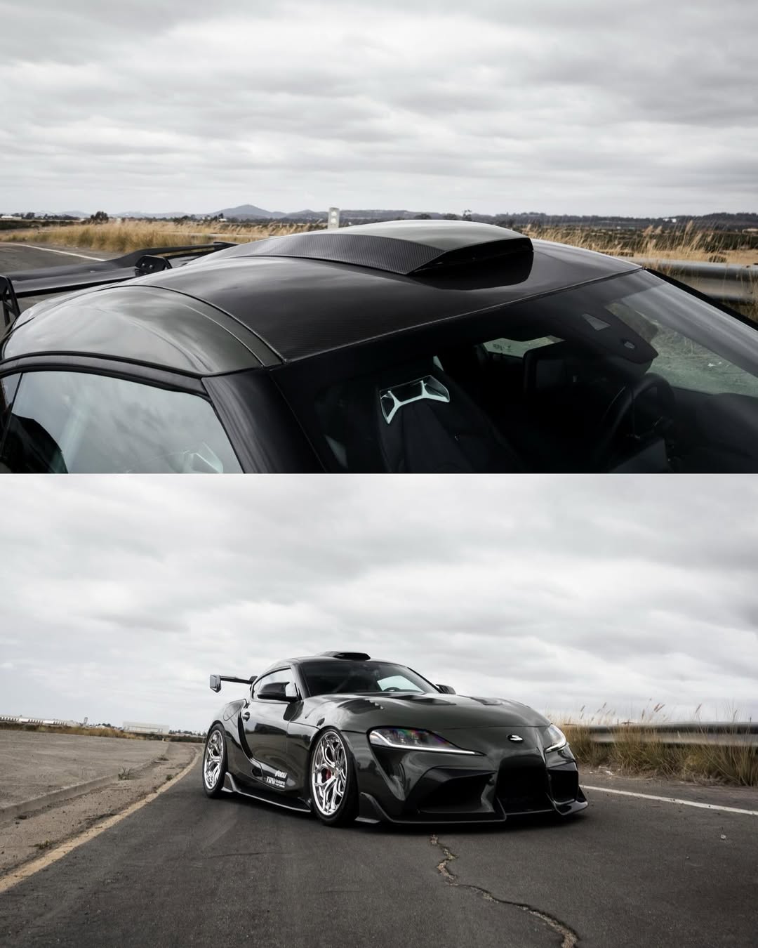 Toyota Supra MK5 A90 A91 3.0 2.0 2020 2021 2022 2023 2024 with Aftermarket Parts - Hyperion Rear Louvers & GT Wing Carbon Fiber / FRP from Robot Craftsman