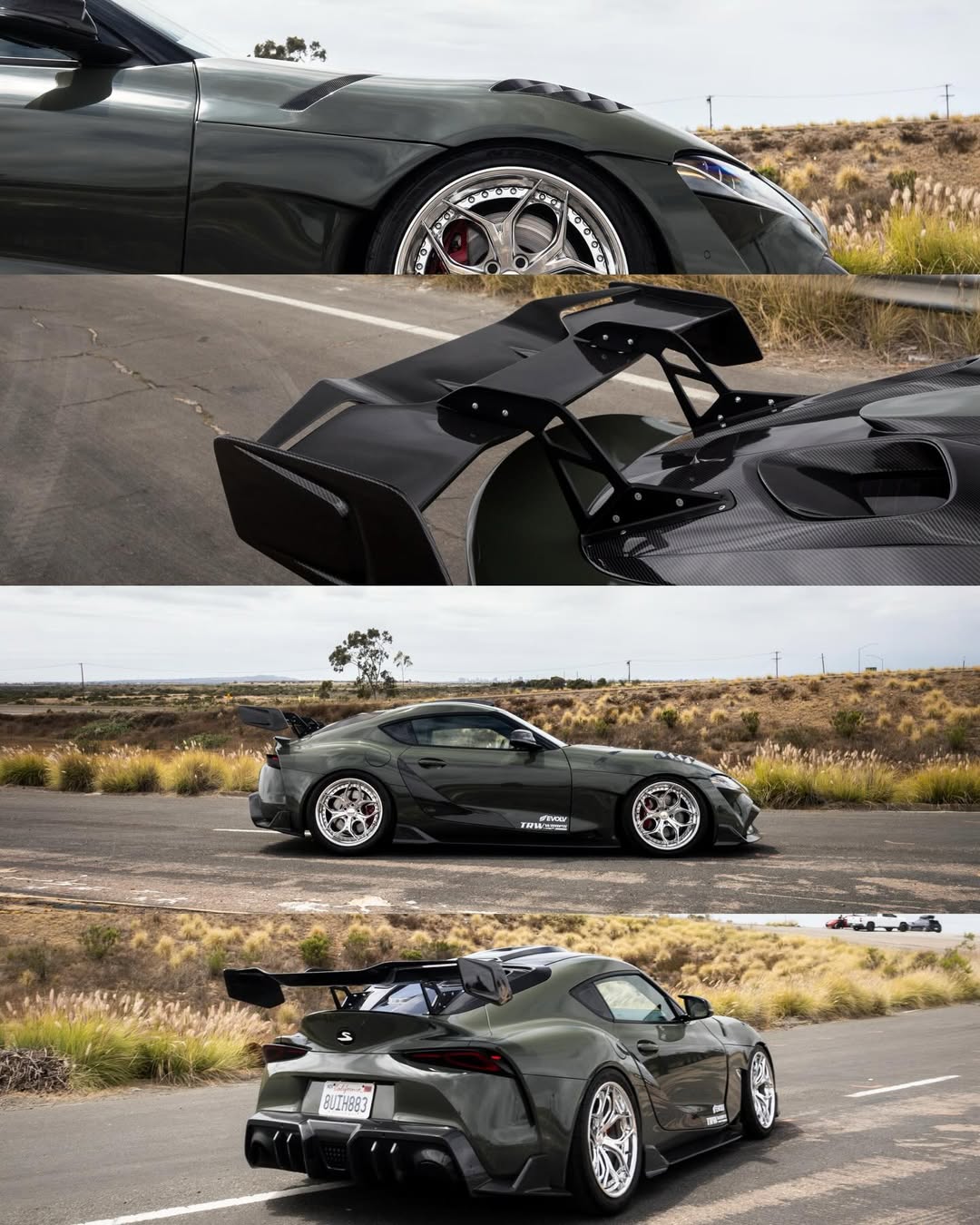 Toyota Supra MK5 A90 A91 3.0 2.0 2020 2021 2022 2023 2024 with Aftermarket Parts - Hyperion Rear Louvers & GT Wing Carbon Fiber / FRP from Robot Craftsman
