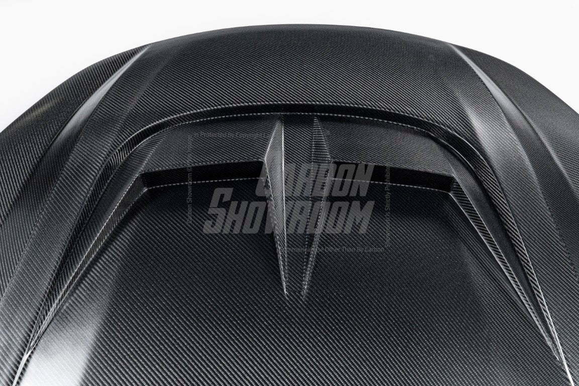 Tesla Model 3 Performance Long Range Standard Base 2017 2018 2019 2020 2021 2022 2023 with Aftermarket Parts - "Hacker" V2 Hood Bonnet Carbon Fiber / FRP from Robot Craftsman