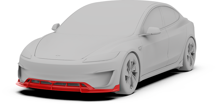 Tesla Model 3 Performance 2024-ON with Robot Craftsman's Aftermarket Parts - Front Lip Hidrogai V2 Carbon Fiber / FRP