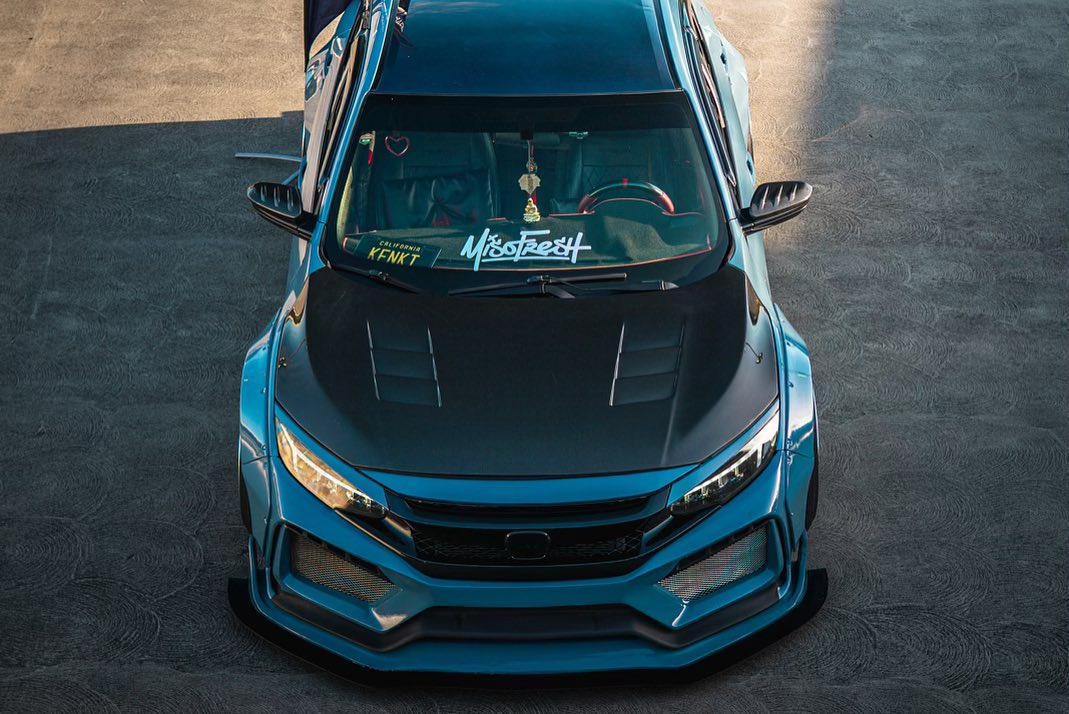Honda Civic 10th Gen FC1 FC2  FC5 FC6 2016 2017 2018 2019 2020 2021 & Civic 10th Gen FC3 FC4 2017 2018 2019 2020 2021 & Civic 10th Gen FK7 2017 2018 2019 2020 2021 (compatible with ROBOT CRAFTSMAN front bumper) with Aftermarket Parts - Front Bumper & Front Lip Carbon Fiber / FRP from Robot Craftsman