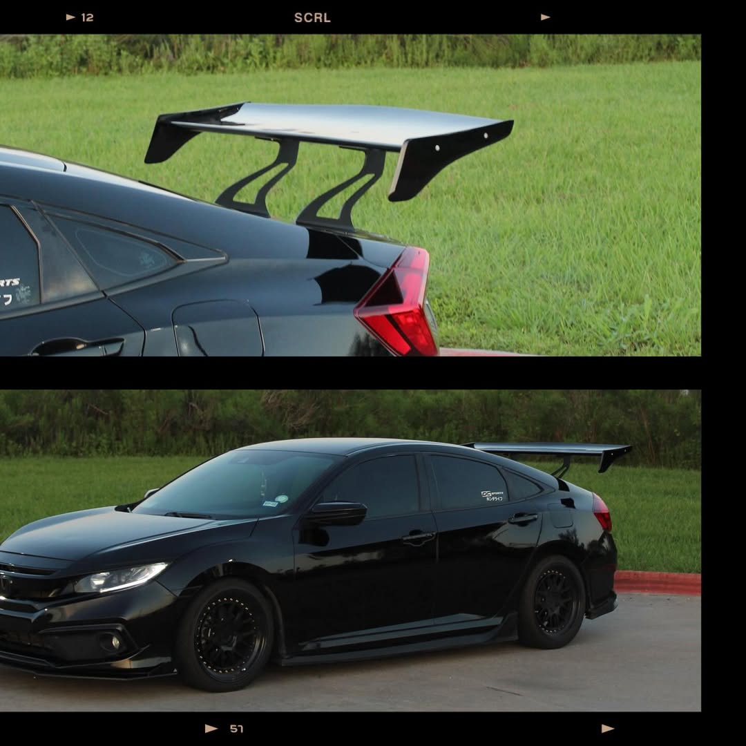 Honda Civic 10th Gen FC1 FC2 FC5 FC6 2016 2017 2018 2019 2020 2021 & Civic 10th Gen FC3 FC4 2017 2018 2019 2020 2021 with Aftermarket Parts - Rear Spoiler Wing Carbon Fiber / FRP from Robot Craftsman
