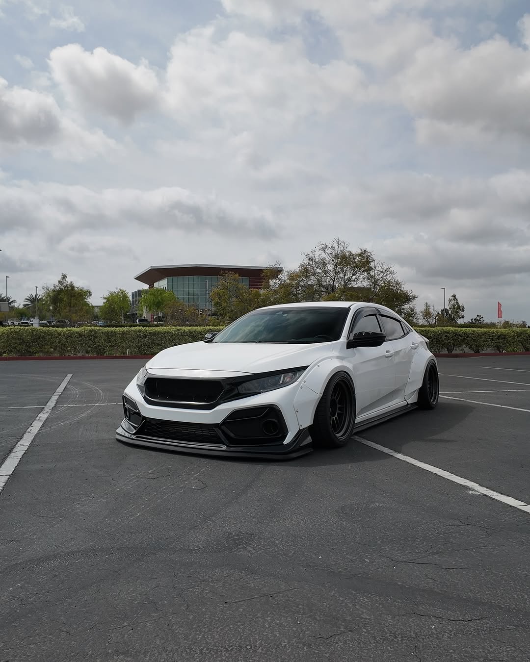 Honda Civic 10th Gen FC1 FC2 FC5 FC6 2016 2017 2018 2019 2020 2021 & Civic 10th Gen FK7 2017 2018 2019 2020 2021 (compatible with both OEM bumper and ROBOT CRAFTSMAN bumper, fits FK7 Hatchback although panel line is slightly different) with Aftermarket Parts - Widebody Wheel Arches Fender Flares Carbon Fiber / FRP from Robot Craftsman