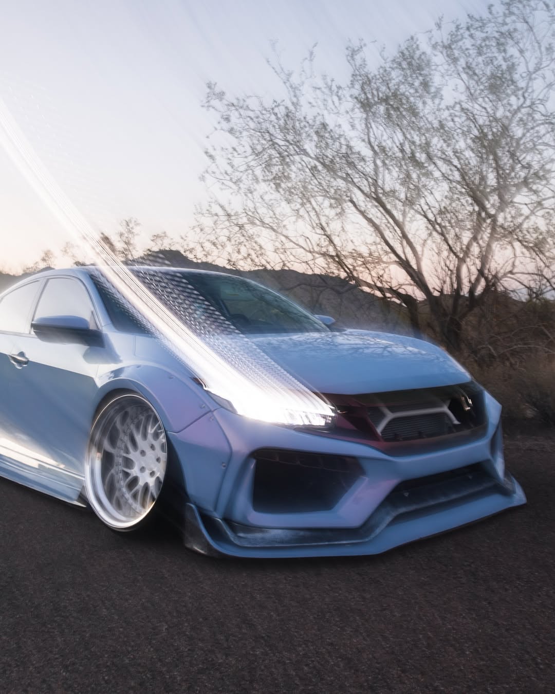 Honda Civic 10th Gen FC1 FC2 FC5 FC6 2016 2017 2018 2019 2020 2021 & Civic 10th Gen FK7 2017 2018 2019 2020 2021 (compatible with both OEM bumper and ROBOT CRAFTSMAN bumper, fits FK7 Hatchback although panel line is slightly different) with Aftermarket Parts - Widebody Wheel Arches Fender Flares Carbon Fiber / FRP from Robot Craftsman