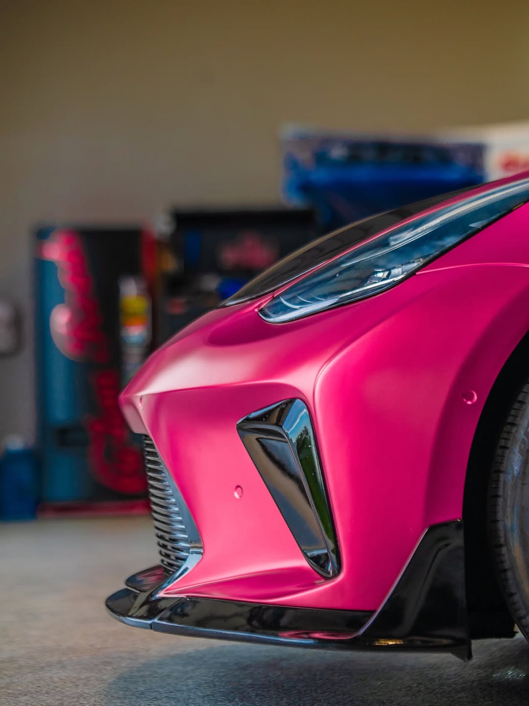 Tesla Model 3 Performance Long Range Standard Base 2017 2018 2019 2020 2021 2022 2023 with Aftermarket Parts - "HACKER" Narrow Body Front Bumper & Front Splitter Carbon Fiber / FRP from Robot Craftsman