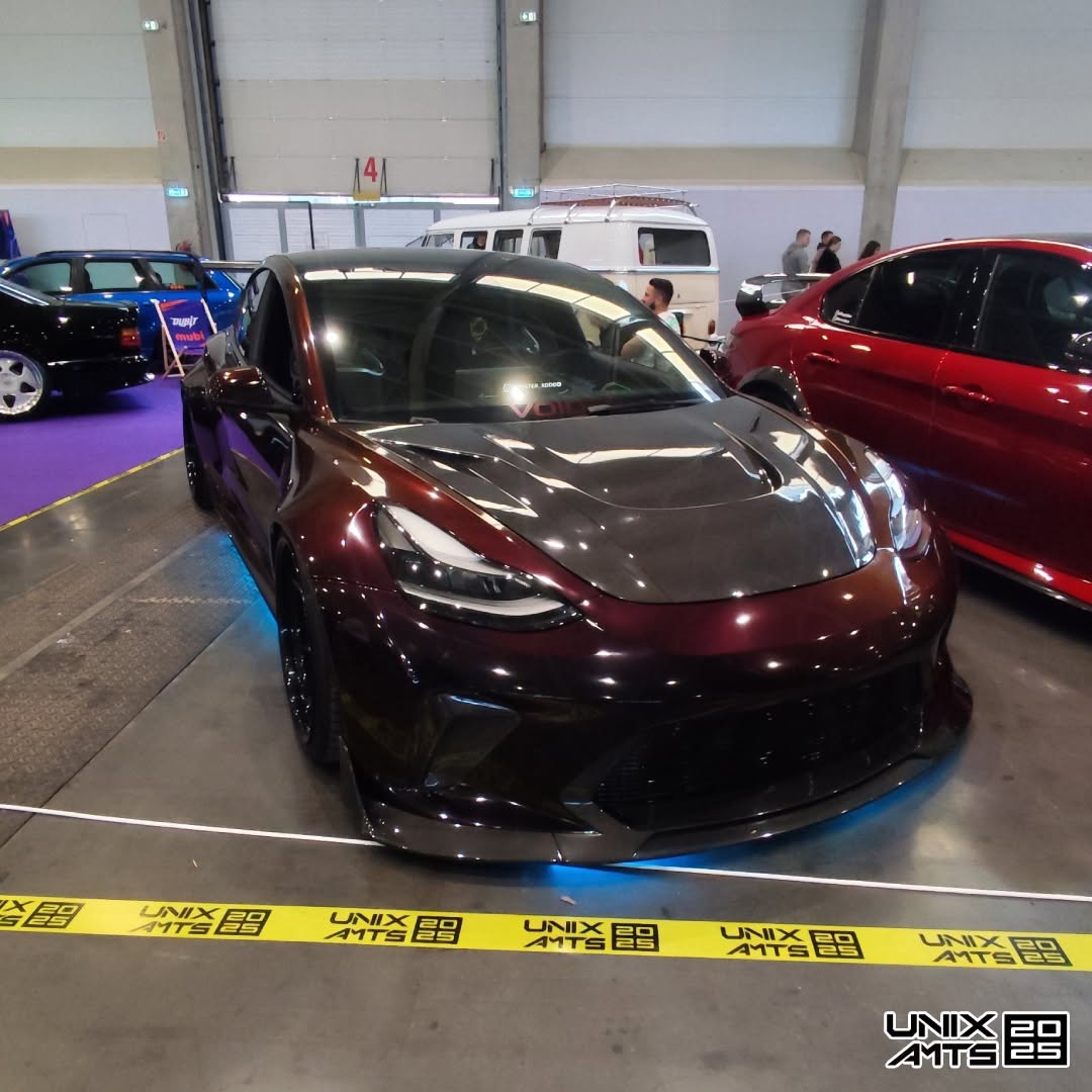 Tesla Model 3 Performance Long Range Standard Base 2017 2018 2019 2020 2021 2022 2023 with Aftermarket Parts - "Hacker" V1 Hood Bonnet Carbon Fiber / FRP from Robot Craftsman