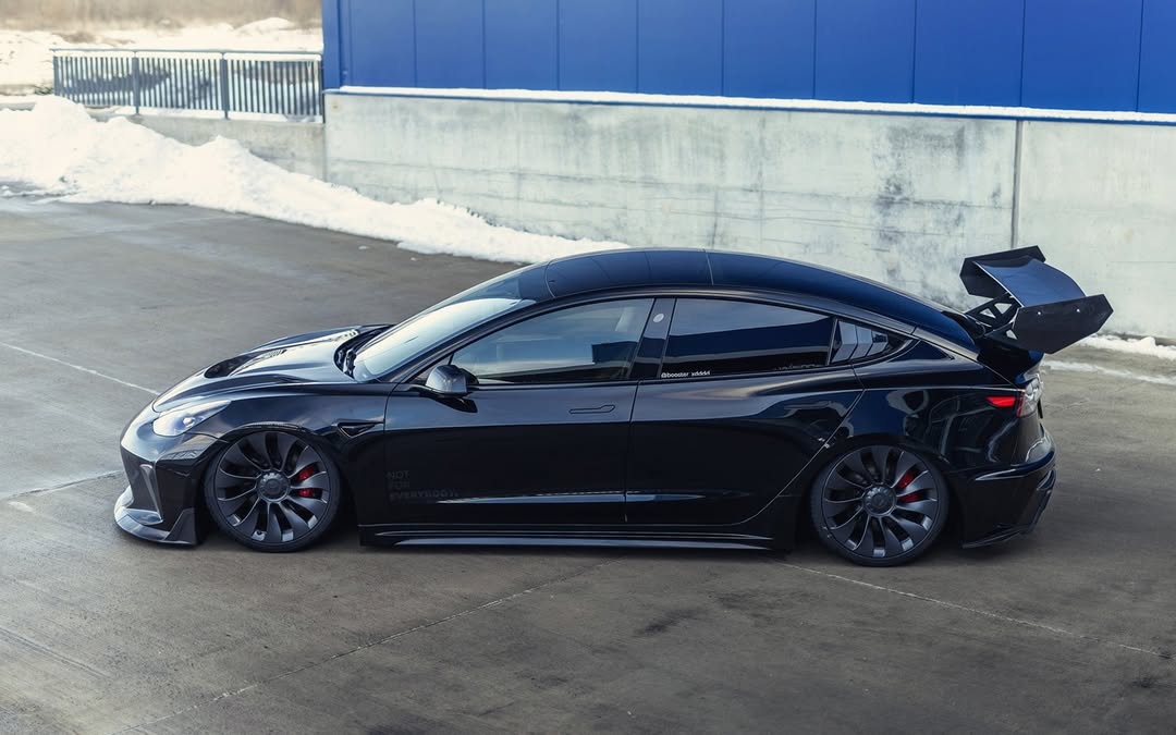 Tesla Model 3 Performance Long Range Standard Base 2017 2018 2019 2020 2021 2022 2023 with Aftermarket Parts - "Hacker" V1 Hood Bonnet Carbon Fiber / FRP from Robot Craftsman