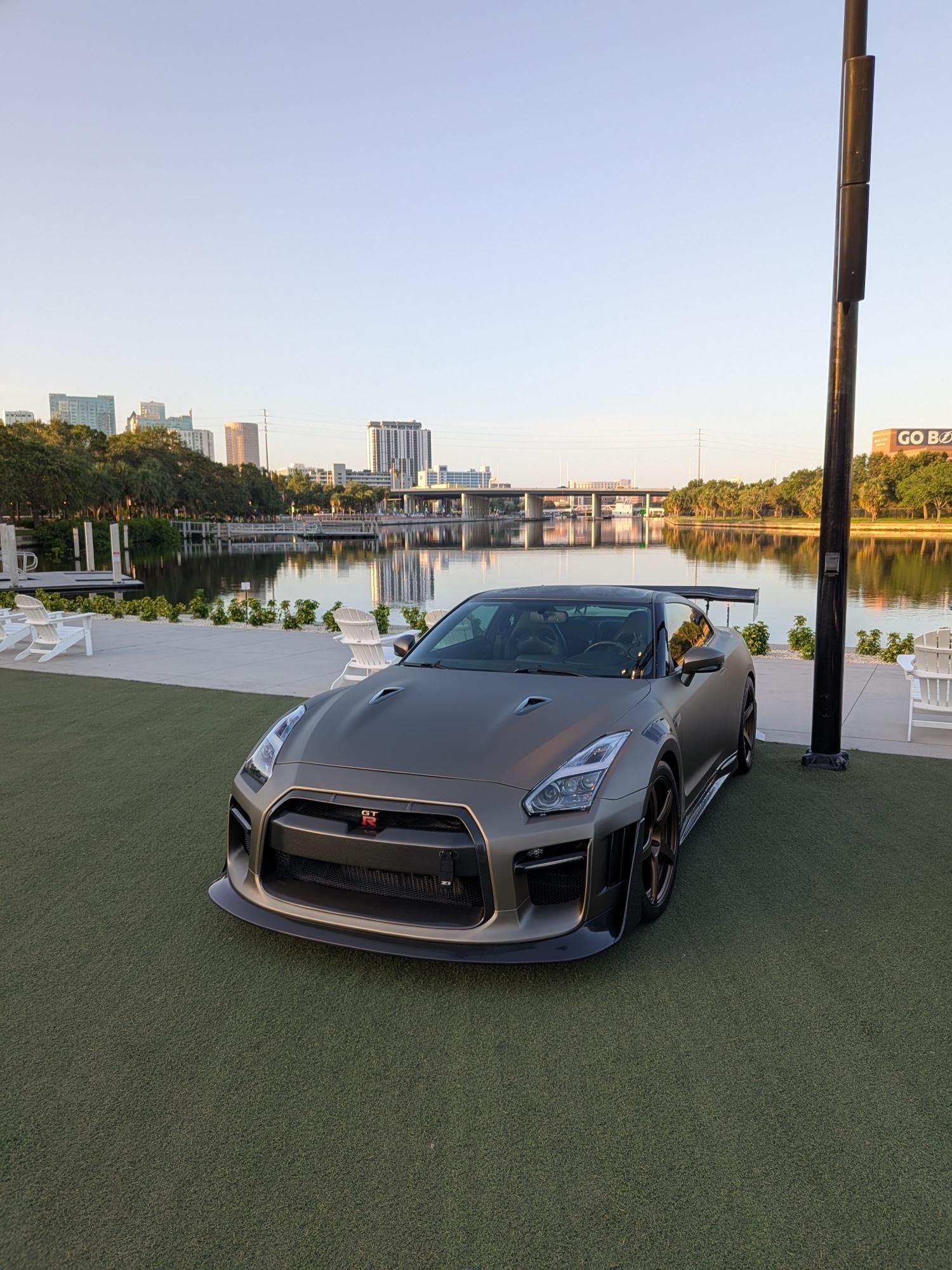 Nissan GTR Nismo Black Edition Track Edition Premium Base CBA DBA 2008 2009 2010 2011 2012 2013 2014 2015 2016 (for installation on 2017 2018 2019 2020 2021 2022 2023 2024 vehicles, 2008 2009 2010 2011 2012 2013 2014 2015 2016 hood is recommended) with Aftermarket Parts - "Godzilla" Widebody Front Bumper & Front Lip Carbon Fiber / FRP from Robot Craftsman
