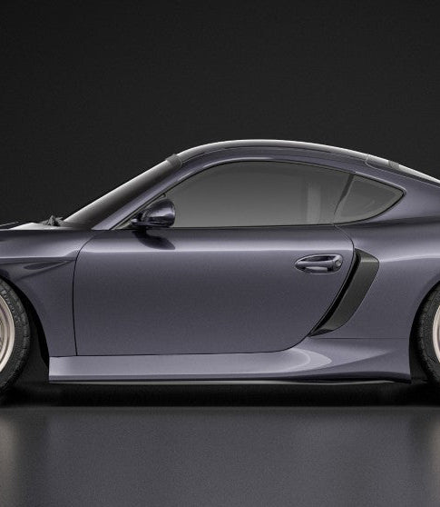 Porsche 987.1 Cayman & Boxster Base / S 2005 2006 2007 2008 &amp; 987.2 Cayman &  Boxster Base / S / R 2009 2010 2011 2012 with Aftermarket Parts - TITANISM STUKA Side Skirts Carbon Fiber / FRP from Robot Craftsman