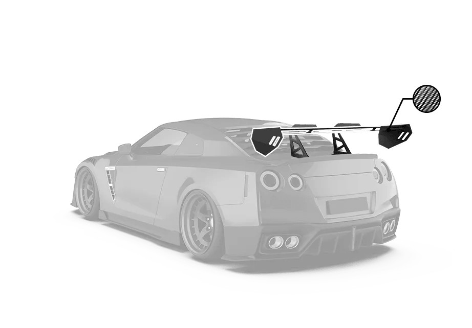Nissan GTR Nismo T-Spec Black Edition Track Edition Premium Pure CBA DBA EBA 2008 2009 2010 2011 2012 2013 2014 2015 2016 2017 2018 2019 2020 2021 2022 2023 2024 with Aftermarket Parts - "Godzilla" Swan Neck Thor GT Wing Carbon Fiber / FRP from Robot Craftsman