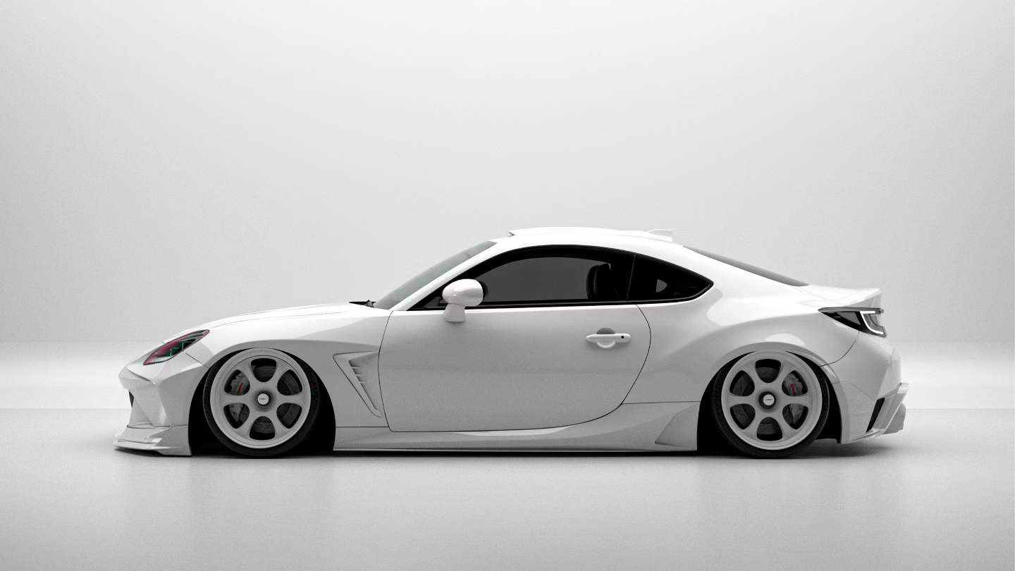 Subaru BRZ ZD8 2022 2023 2024 & Toyota GR86 ZN8 2022 2023 2024 with Aftermarket Parts - "SHINING" Narrow Body Front Fenders & Side Skirts Carbon Fiber / FRP from Robot Craftsman