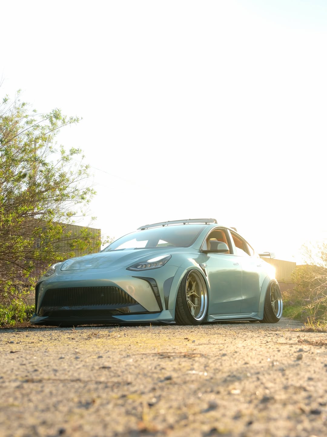 Tesla Model Y Performance AWD Long Range RWD Standard 2020 2021 2023 2024 with Aftermarket Parts - "STARSHIP" Stage 1 Corner Lip (2 pcs) & Stage 2 Corner Lip (4 pcs) & Front Bumper Carbon Fiber from Robot Craftsman