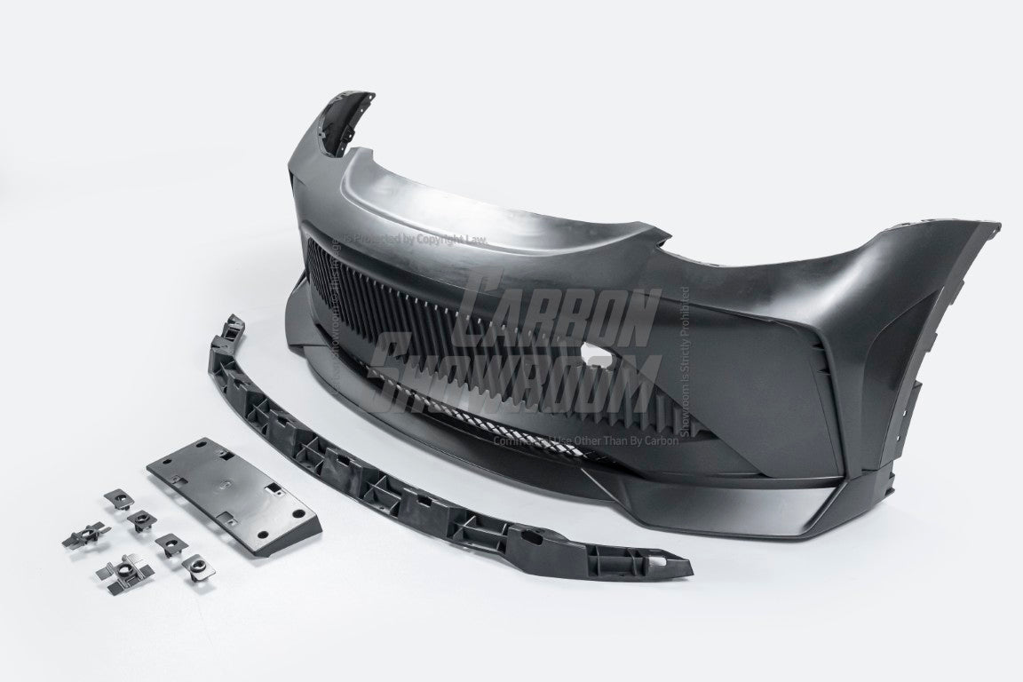Tesla Model Y Performance AWD Long Range RWD Standard 2020 2021 2023 2024 with Aftermarket Parts - "STARSHIP" Stage 1 Corner Lip (2 pcs) & Stage 2 Corner Lip (4 pcs) & Front Bumper Carbon Fiber from Robot Craftsman
