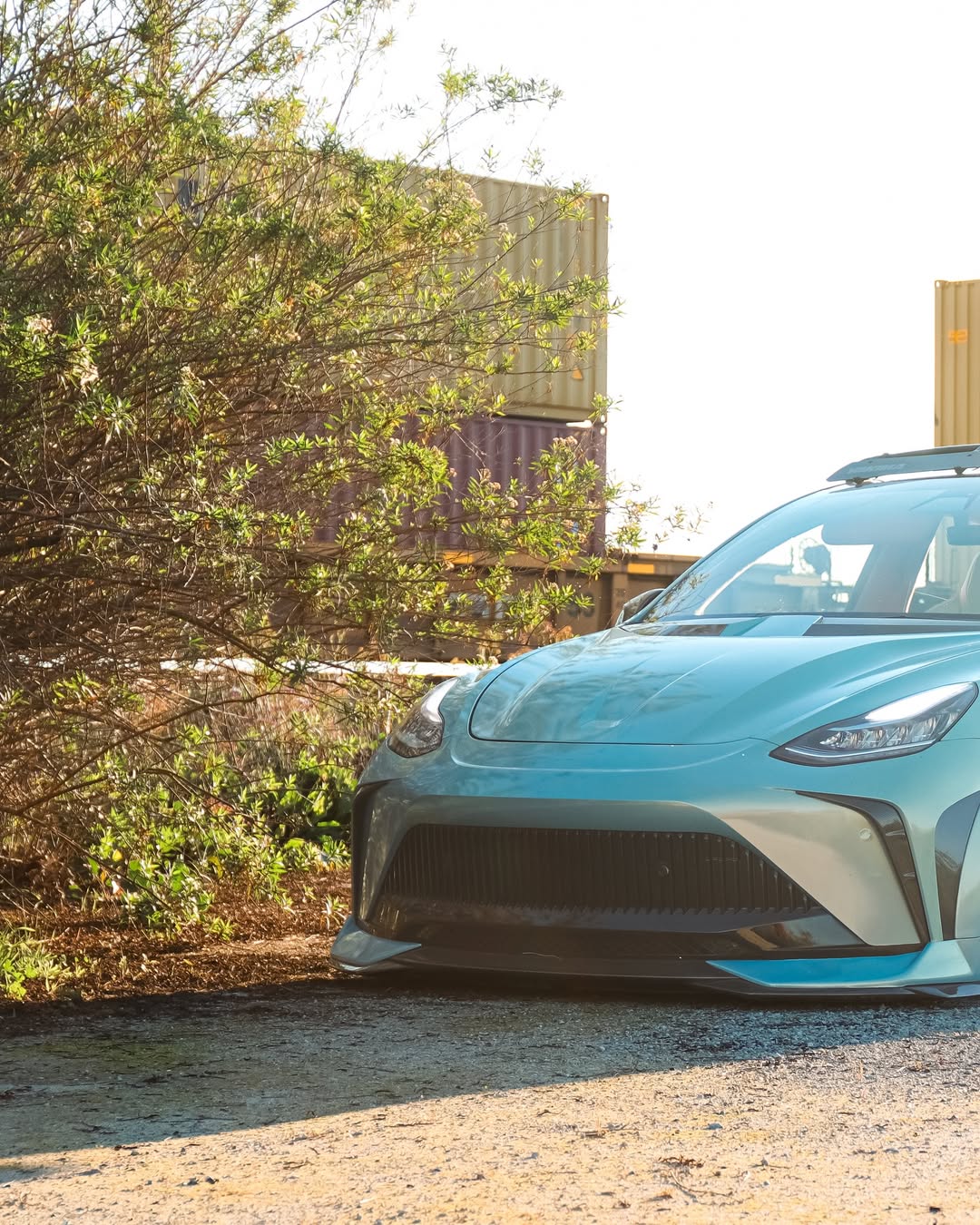 Tesla Model Y Performance AWD Long Range RWD Standard 2020 2021 2023 2024 with Aftermarket Parts - "STARSHIP" Stage 1 Corner Lip (2 pcs) & Stage 2 Corner Lip (4 pcs) & Front Bumper Carbon Fiber from Robot Craftsman