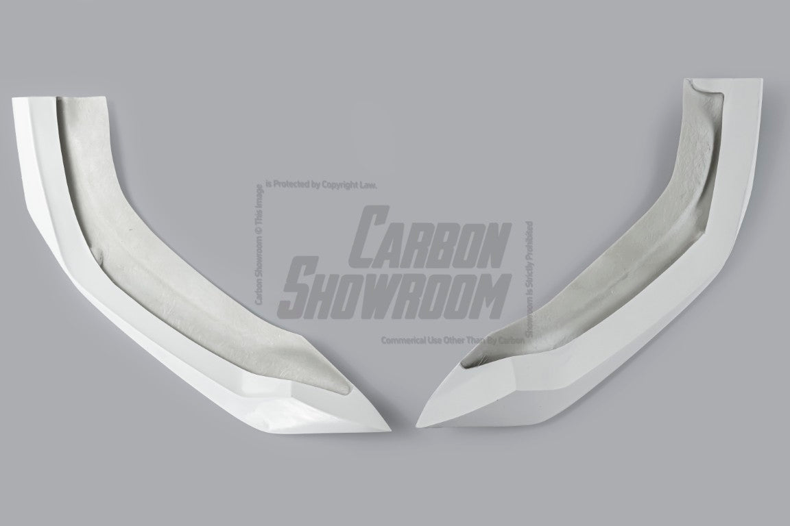 Tesla Model Y Performance AWD Long Range RWD Standard 2020 2021 2023 2024 with Aftermarket Parts - "STARSHIP" Stage 1 Corner Lip (2 pcs) & Stage 2 Corner Lip (4 pcs) & Front Bumper Carbon Fiber from Robot Craftsman