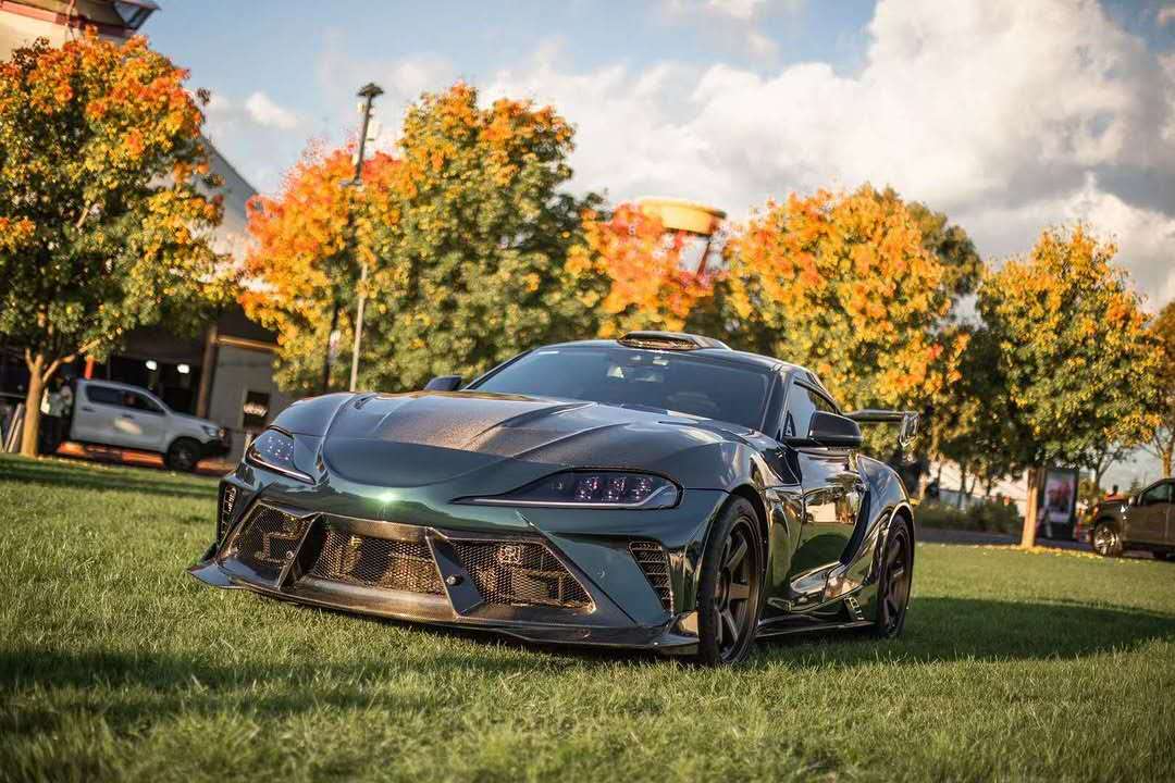 Toyota Supra MK5 A90 A91 3.0 2.0 2020-ON with Aftermarket Parts - "Alerion" Narrow Body Front Bumper & Lip Carbon Fiber / FRP from Robot Craftsman