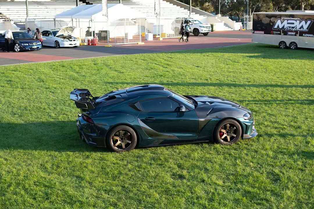 Toyota Supra MK5 A90 A91 3.0 2.0 2020-ON with Aftermarket Parts - "Alerion" Narrow Body Front Bumper & Lip Carbon Fiber / FRP from Robot Craftsman