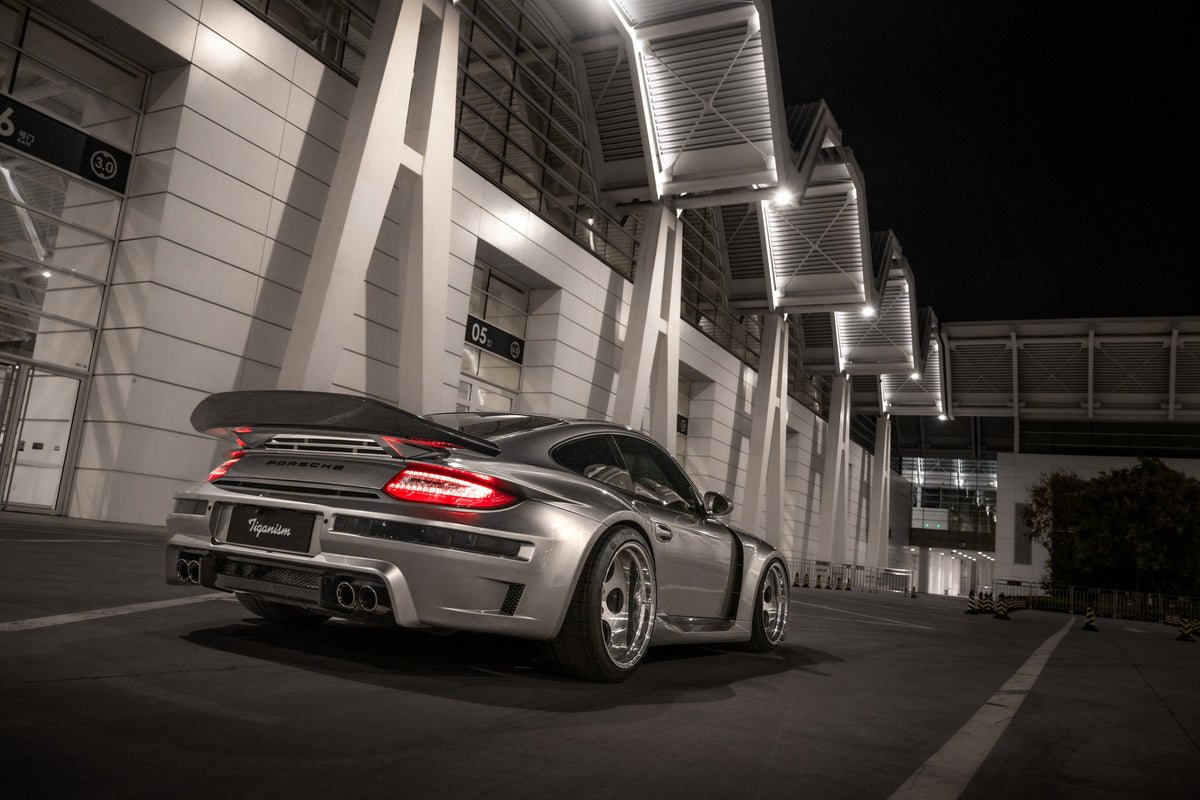 Porsche 911 997.1 997.2 Carrera Base S 2009–2012 (997.1 requires 997.2 taillights) with Robot Craftsman's Aftermarket Parts - Package A "TIGANISM GUSTAV" Carbon Fiber / FRP