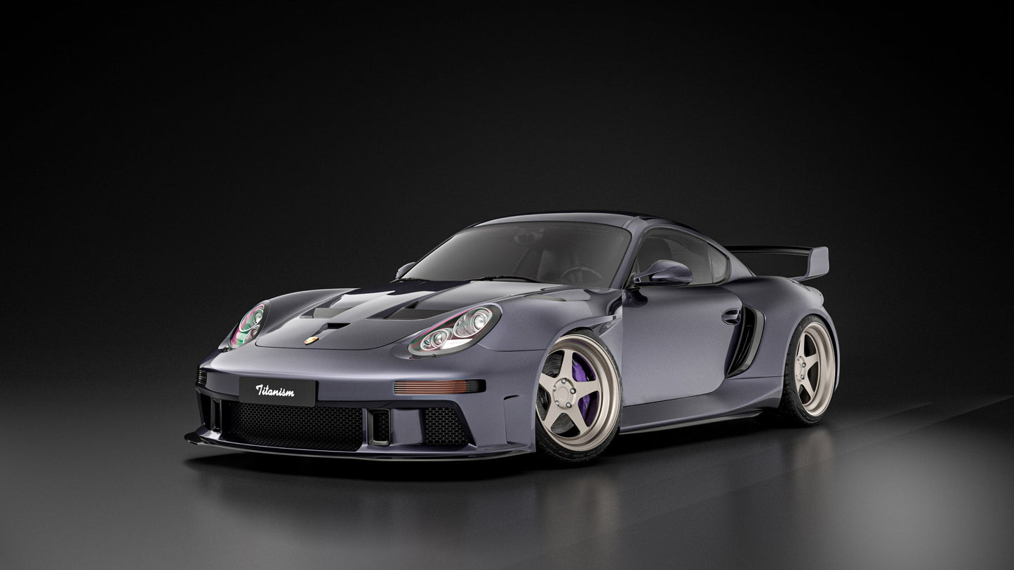 Porsche 987.1 Cayman & Boxster Base / S 2005 2006 2007 2008 & 987.2 Cayman & Boxster Base / S / R 2009 2010 2011 2012 with Aftermarket Parts - TITANISM STUKA Front Canards Carbon Fiber / FRP from Robot Craftsman