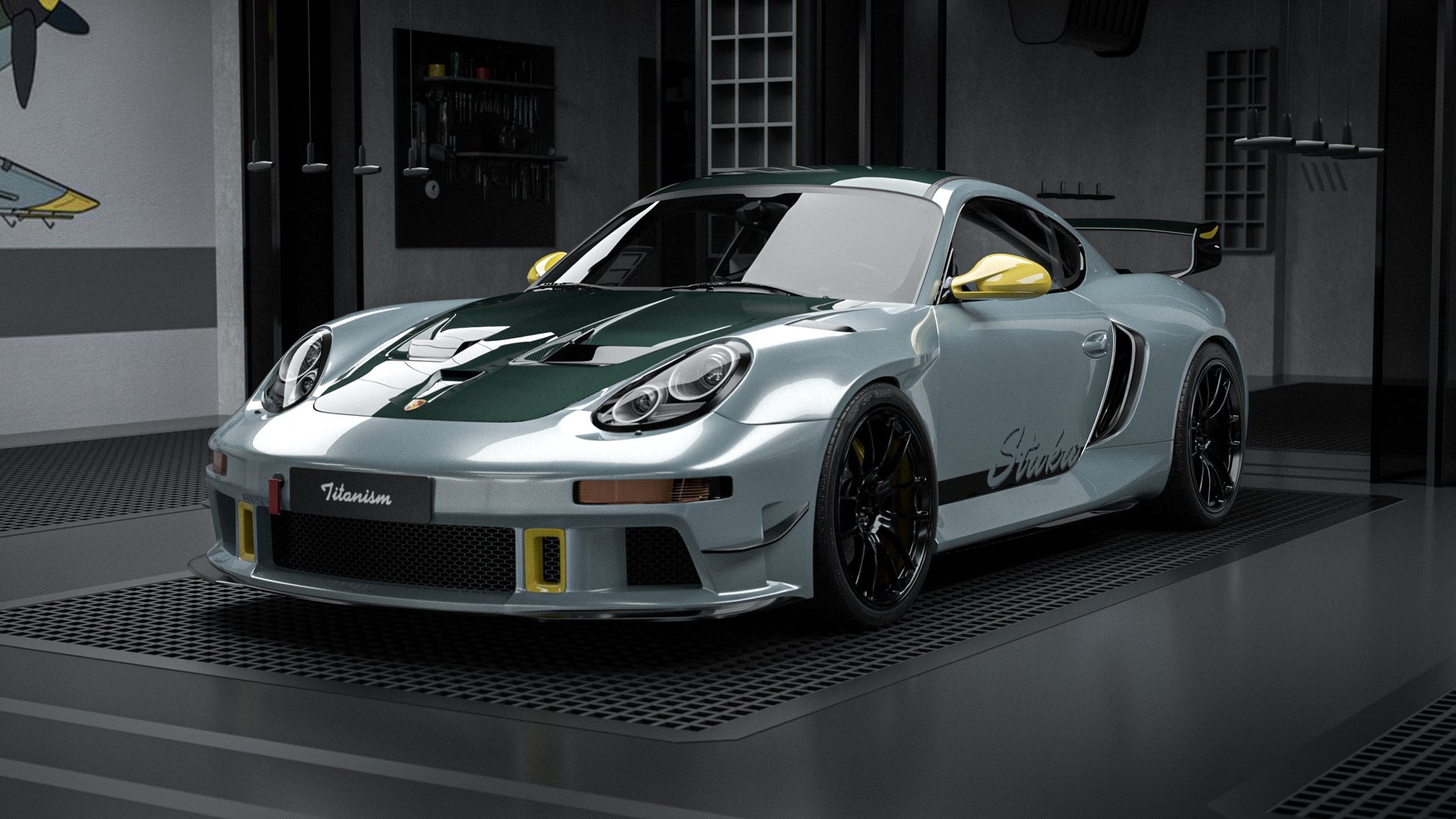 Porsche 987.1 Cayman & Boxster Base / S 2005 2006 2007 2008 & 987.2 Cayman & Boxster Base / S / R 2009 2010 2011 2012 with Aftermarket Parts - TITANISM STUKA Front Canards Carbon Fiber / FRP from Robot Craftsman