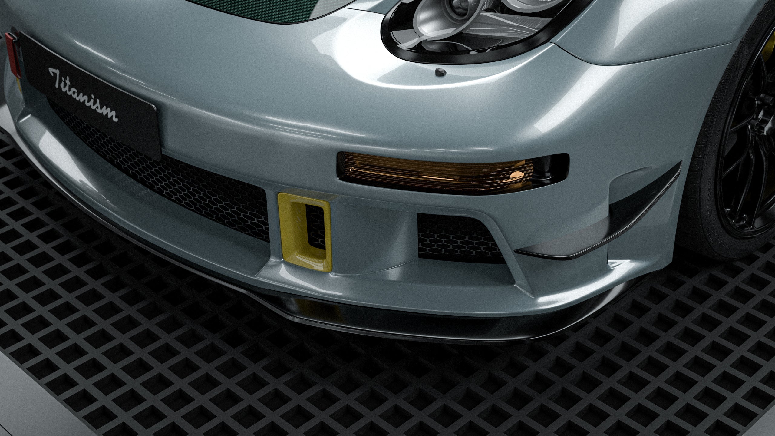 Porsche 987.1 Cayman & Boxster Base / S 2005 2006 2007 2008 & 987.2 Cayman & Boxster Base / S / R 2009 2010 2011 2012 with Aftermarket Parts - TITANISM STUKA Front Canards Carbon Fiber / FRP from Robot Craftsman