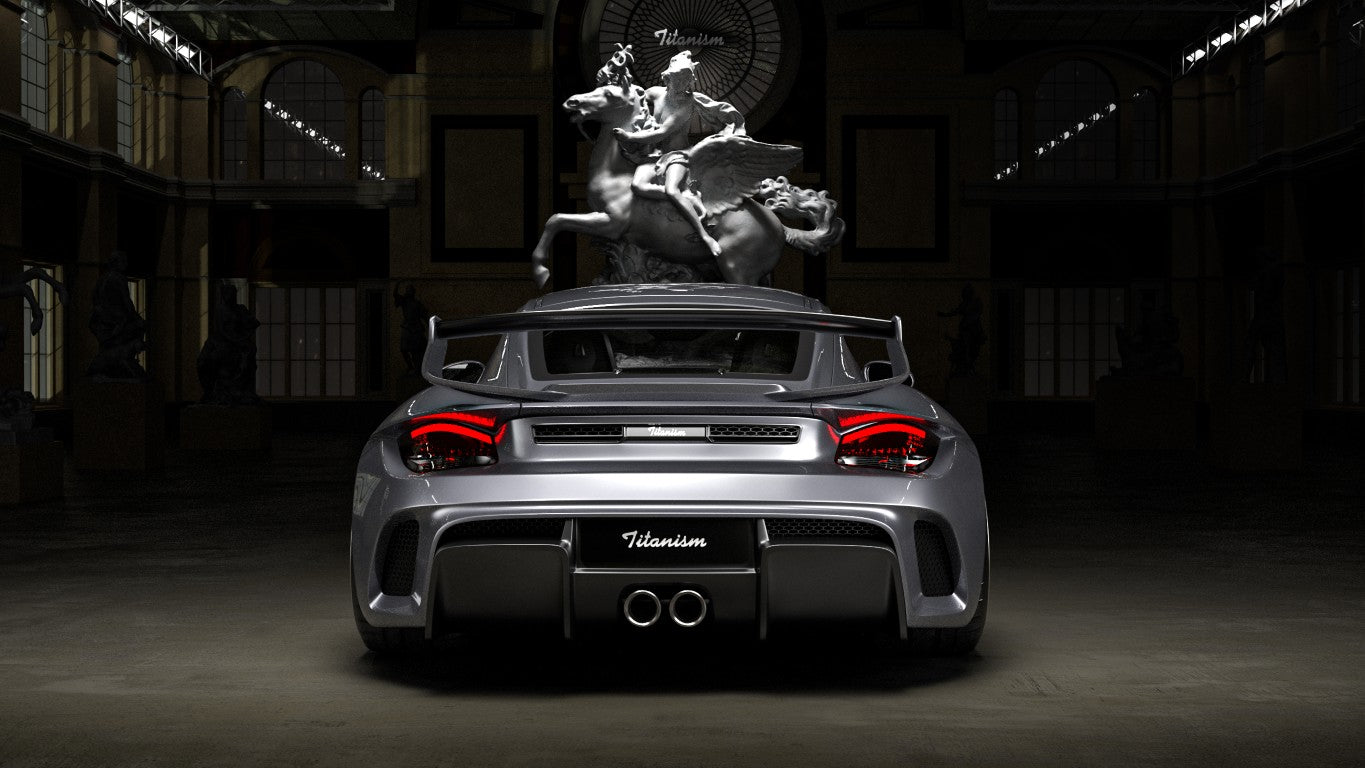 Porsche 987.1 Cayman Base / S 2005 2006 2007 2008 (Requires 987.2 taillights) & 987.2 Cayman Base / S / R 2009 2010 2011 2012 with Aftermarket Parts - TITANISM STUKA Rear Diffuser Carbon Fiber / FRP from Robot Craftsman