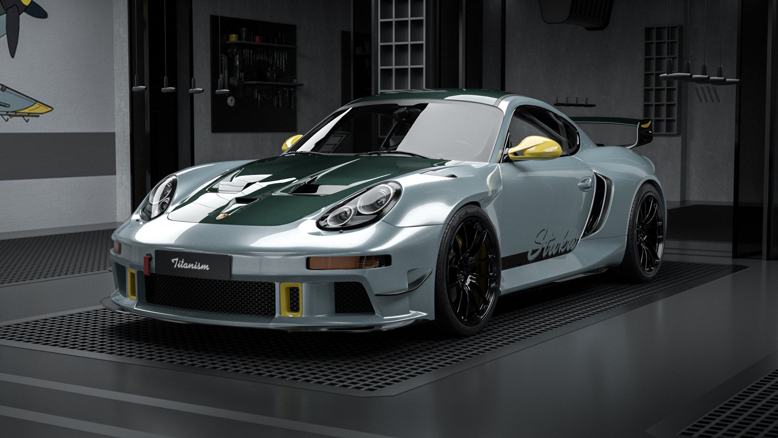 Porsche 987.1 Cayman & Boxster Base / S 2005 2006 2007 2008 & 987.2 Cayman & Boxster Base / S / R 2009 2010 2011 2012 with Aftermarket Parts - TITANISM STUKA Front Fenders Carbon Fiber / FRP from Robot Craftsman