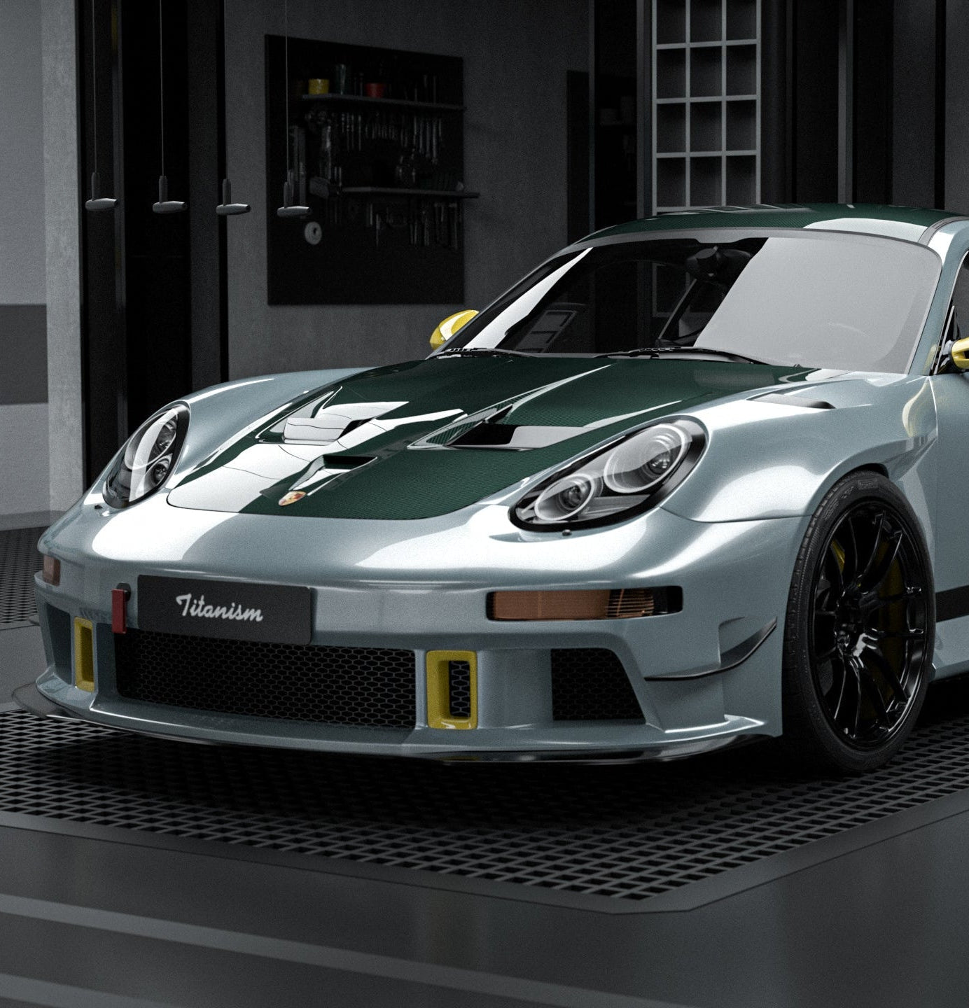 Porsche 987.1 Cayman & Boxster Base / S 2005 2006 2007 2008 & 987.2 Boxster Base / S / R 2009 2010 2011 2012 & 997.1 911 Carrera/S/4S/Targa/Targa4S/GTS/Turbo/Turbo S/GT3/GT3RS 2005 2006 2007 2008 & 997.1 911 Carrera/S/4S/Targa/Targa4S/GTS/Turbo/Turbo S/GT3/GT3RS/GT2 2009 2010 2011 2012 with Aftermarket Parts - TITANISM STUKA Hood Carbon Fiber / FRP from Robot Craftsman