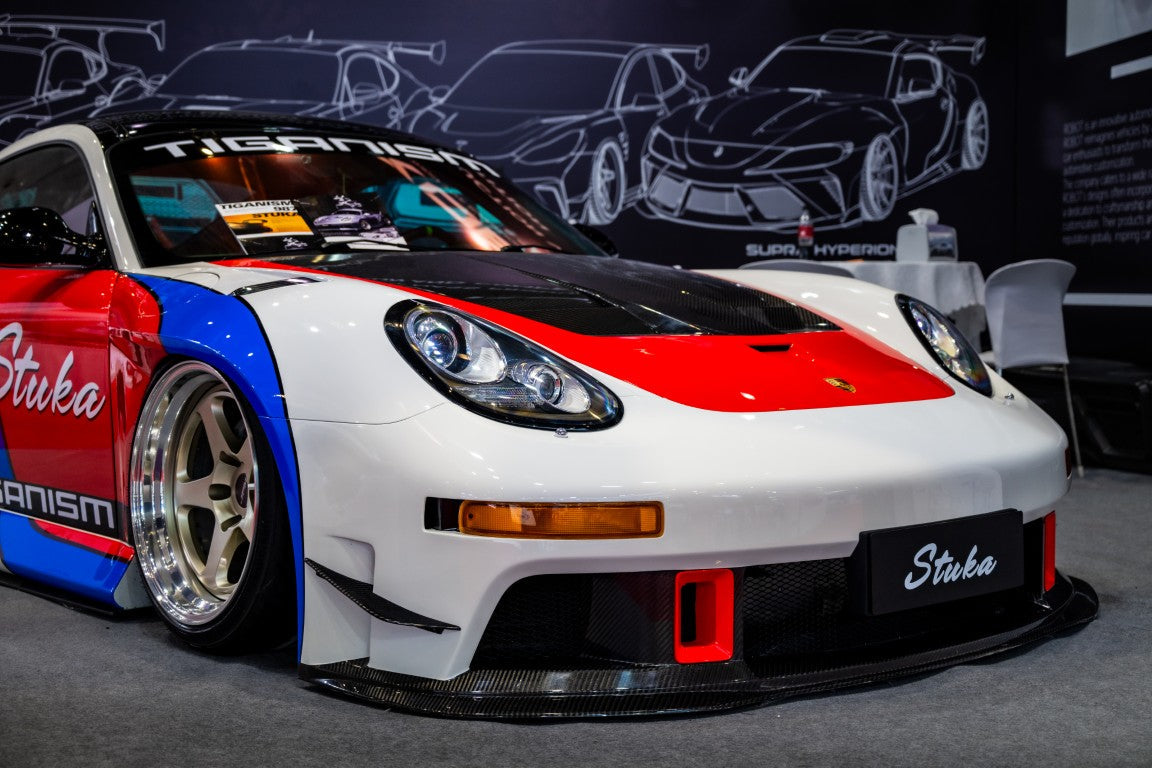 Porsche 987.1 Cayman &amp; Boxster Base / S 2005 2006 2007 2008 &amp; 987.2 Cayman &amp; Boxster Base / S / R 2009 2010 2011 2012 with Aftermarket Parts - TITANISM STUKA Front Bumper