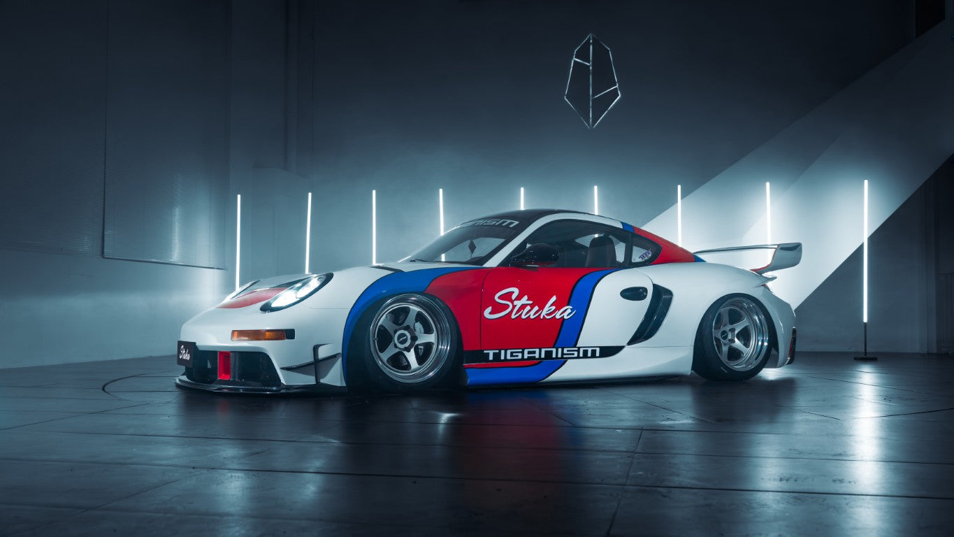 Porsche 987.1 Cayman Base / S 2005 2006 2007 2008 & 987.2 Cayman Base / S / R 2009 2010 2011 2012 with Aftermarket Parts - TITANISM STUKA Rear Quarter Panel Flares Carbon Fiber / FRP from Robot Craftsman