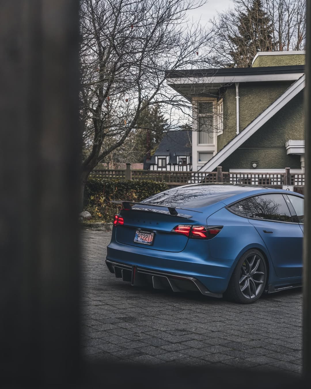 Tesla Model 3 Performance Long Range Standard Base 2017 2018 2019 2020 2021 2022 2023 with Aftermarket Parts - Crypton Rear Spoiler Wing Carbon Fiber / FRP from Robot Craftsman