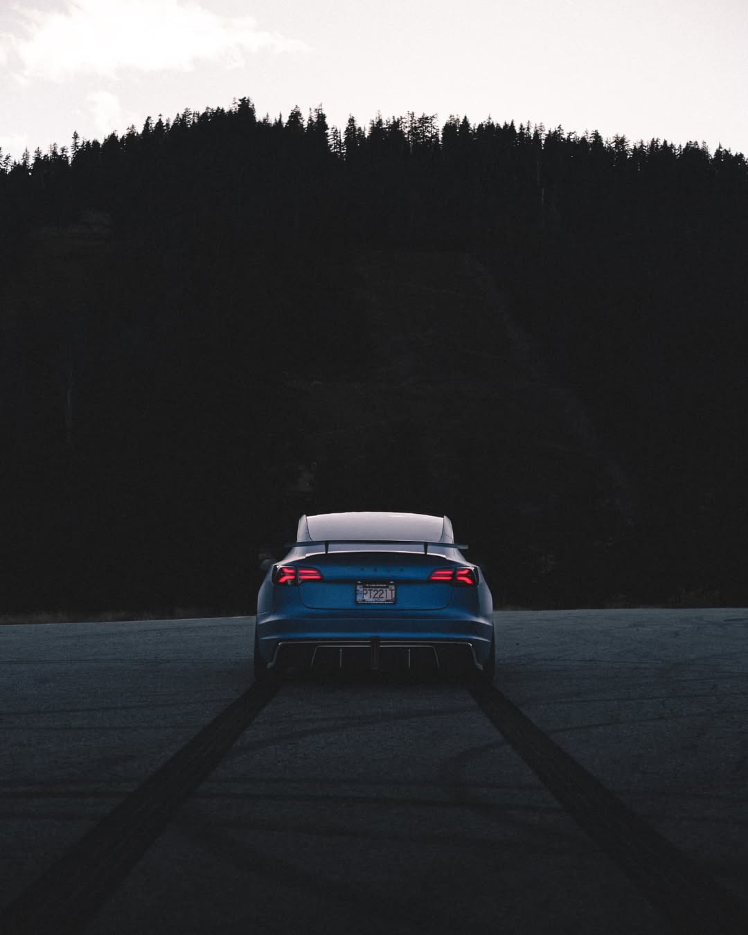 Tesla Model 3 Performance Long Range Standard Base 2017 2018 2019 2020 2021 2022 2023 with Aftermarket Parts - Crypton Rear Spoiler Wing Carbon Fiber / FRP from Robot Craftsman