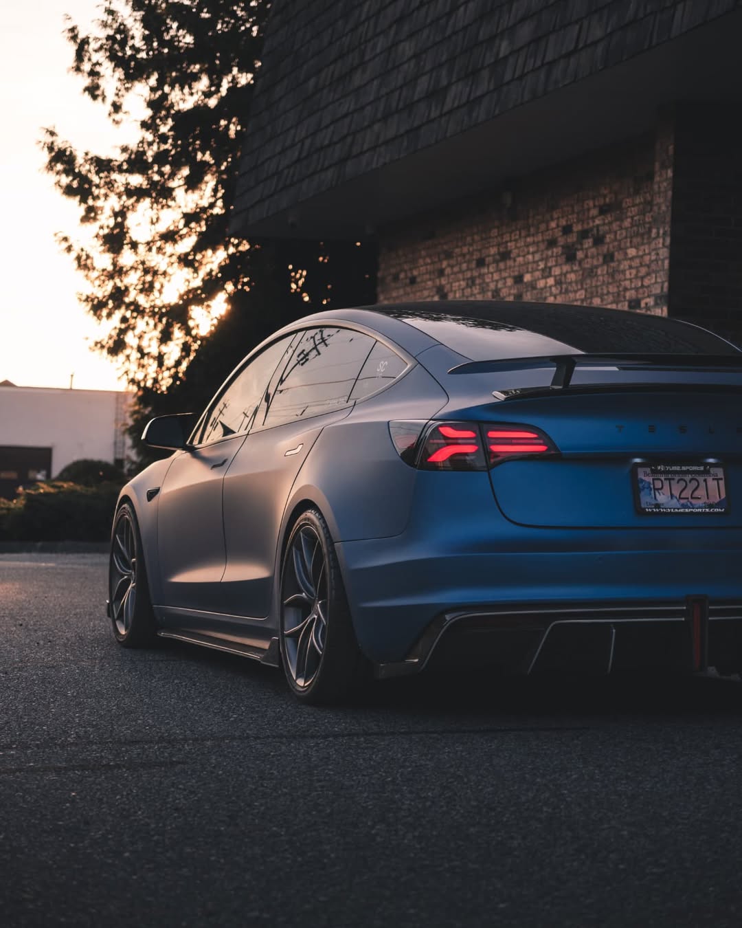 Tesla Model 3 Performance Long Range Standard Base 2017 2018 2019 2020 2021 2022 2023 with Aftermarket Parts - Crypton Rear Spoiler Wing Carbon Fiber / FRP from Robot Craftsman