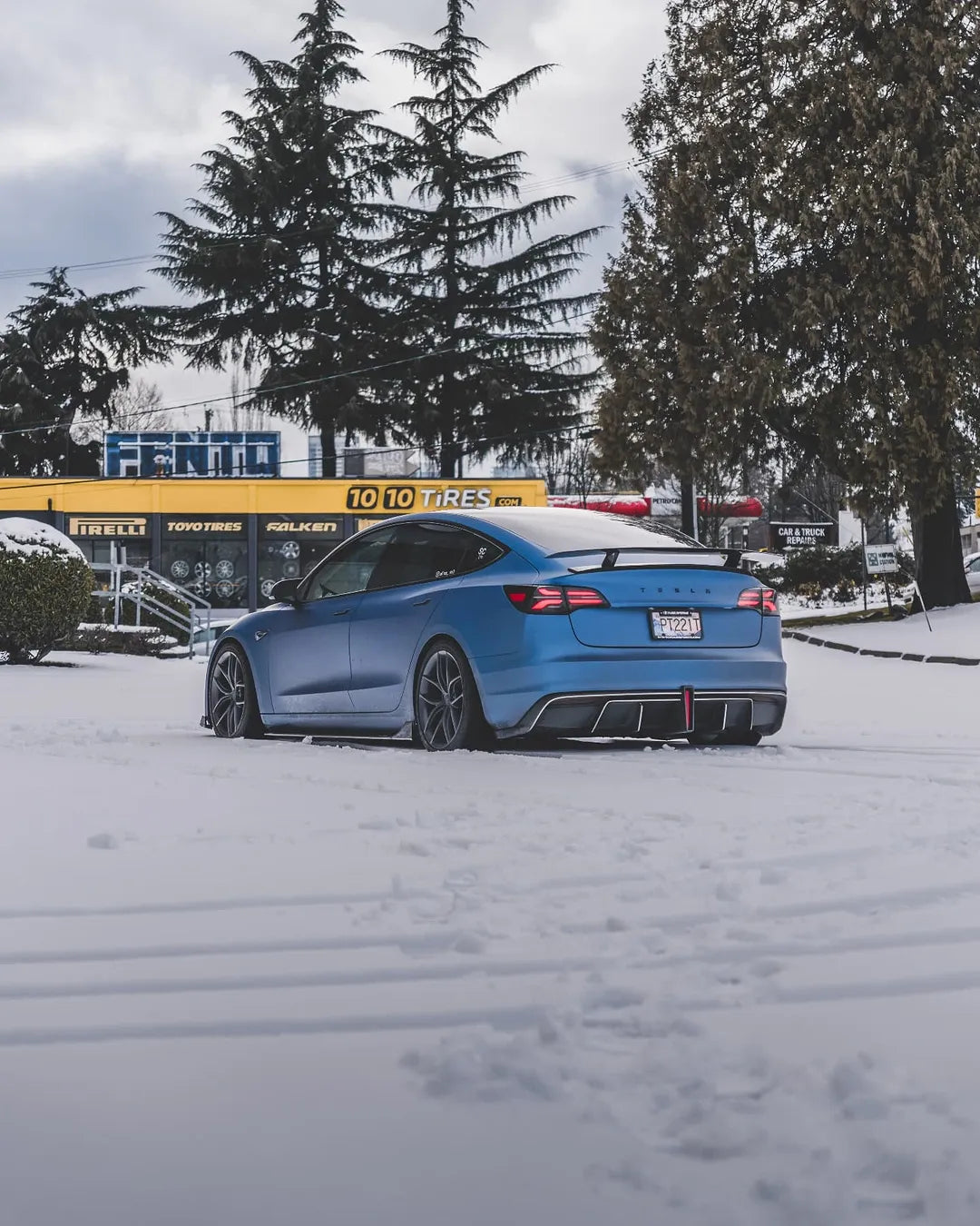 Tesla Model 3 Performance Long Range Standard Base 2017 2018 2019 2020 2021 2022 2023 with Aftermarket Parts - Crypton Rear Spoiler Wing Carbon Fiber / FRP from Robot Craftsman