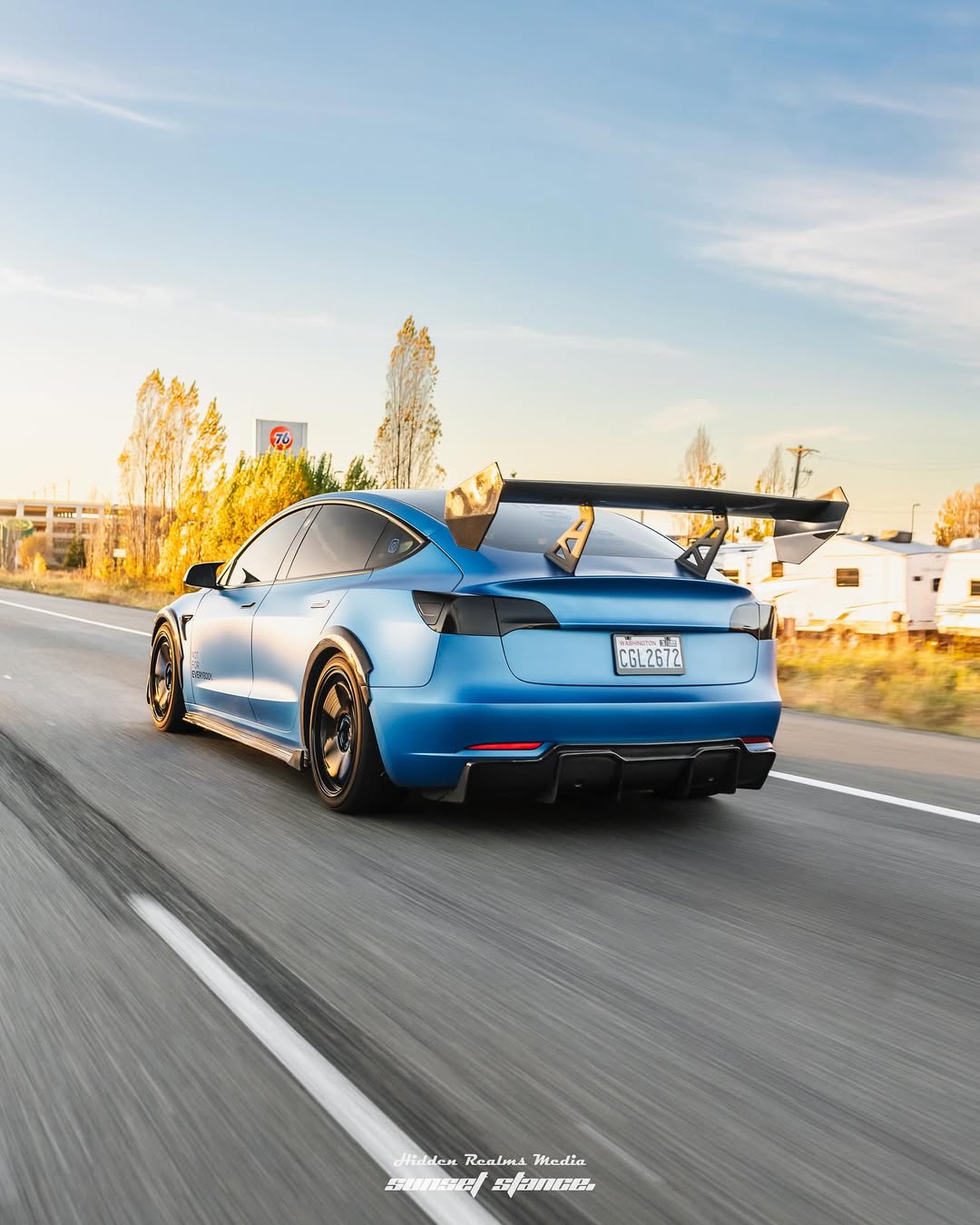 Tesla Model 3 Performance Long Range Standard Base 2017 2018 2019 2020 2021 2022 2023 with Aftermarket Parts - "Hacker" V2 GT Rear Spoiler Wing Carbon Fiber / FRP from Robot Craftsman