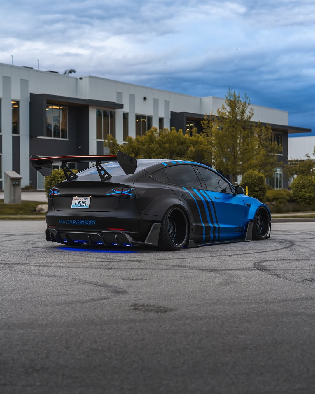 Tesla Model 3 Performance Long Range Standard Base 2017 2018 2019 2020 2021 2022 2023 with Aftermarket Parts - "Hacker" V2 GT Rear Spoiler Wing Carbon Fiber / FRP from Robot Craftsman