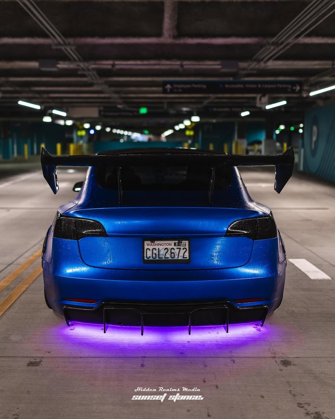 Tesla Model 3 Performance Long Range Standard Base 2017 2018 2019 2020 2021 2022 2023 with Aftermarket Parts - "Hacker" V2 GT Rear Spoiler Wing Carbon Fiber / FRP from Robot Craftsman