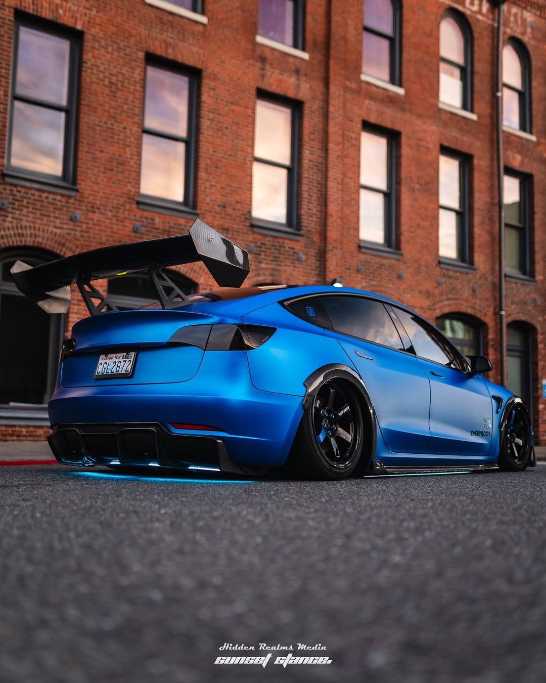 Tesla Model 3 Performance Long Range Standard Base 2017 2018 2019 2020 2021 2022 2023 with Aftermarket Parts - "Hacker" V2 GT Rear Spoiler Wing Carbon Fiber / FRP from Robot Craftsman