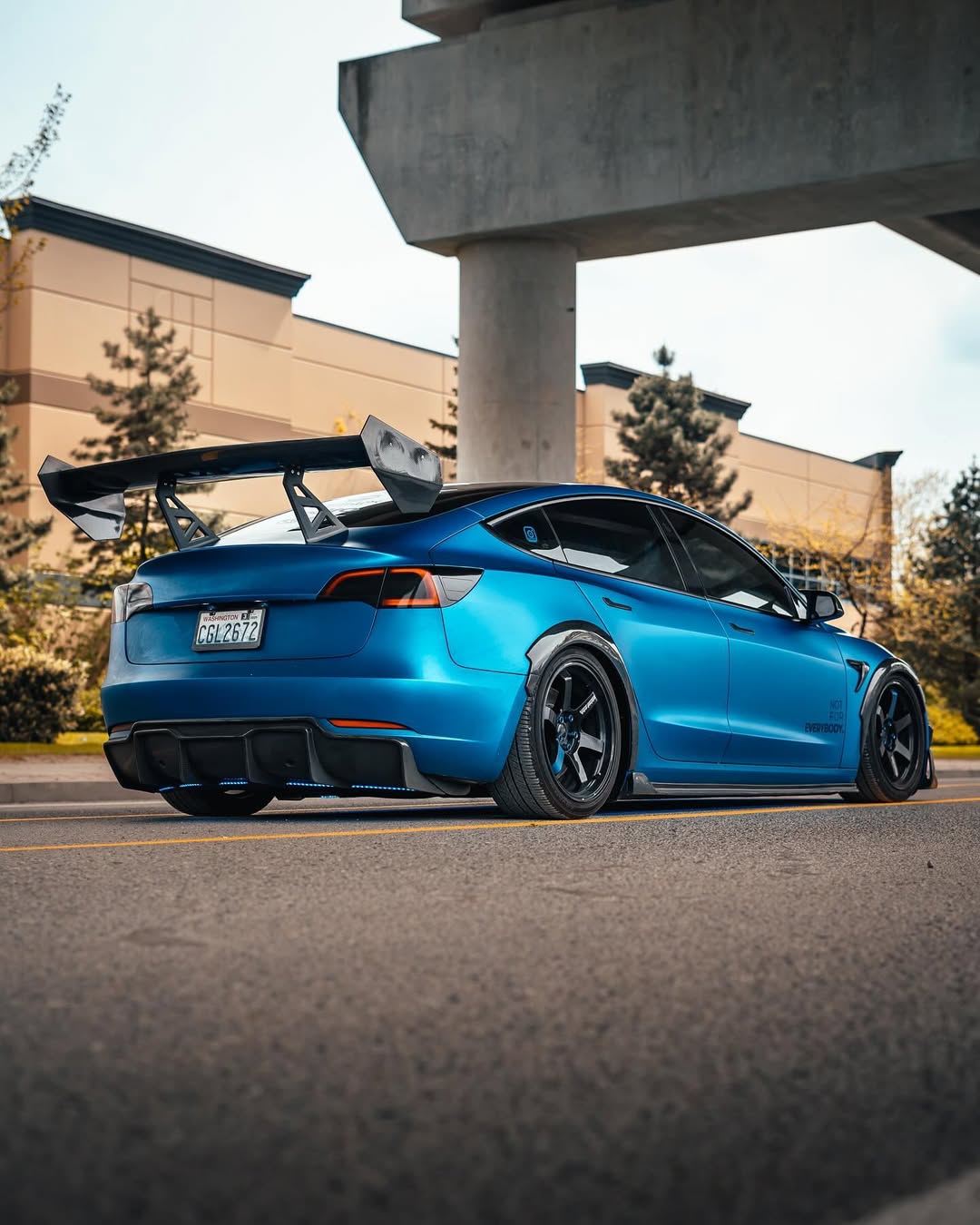 Tesla Model 3 Performance Long Range Standard Base 2017 2018 2019 2020 2021 2022 2023 with Aftermarket Parts - "Hacker" V2 GT Rear Spoiler Wing Carbon Fiber / FRP from Robot Craftsman