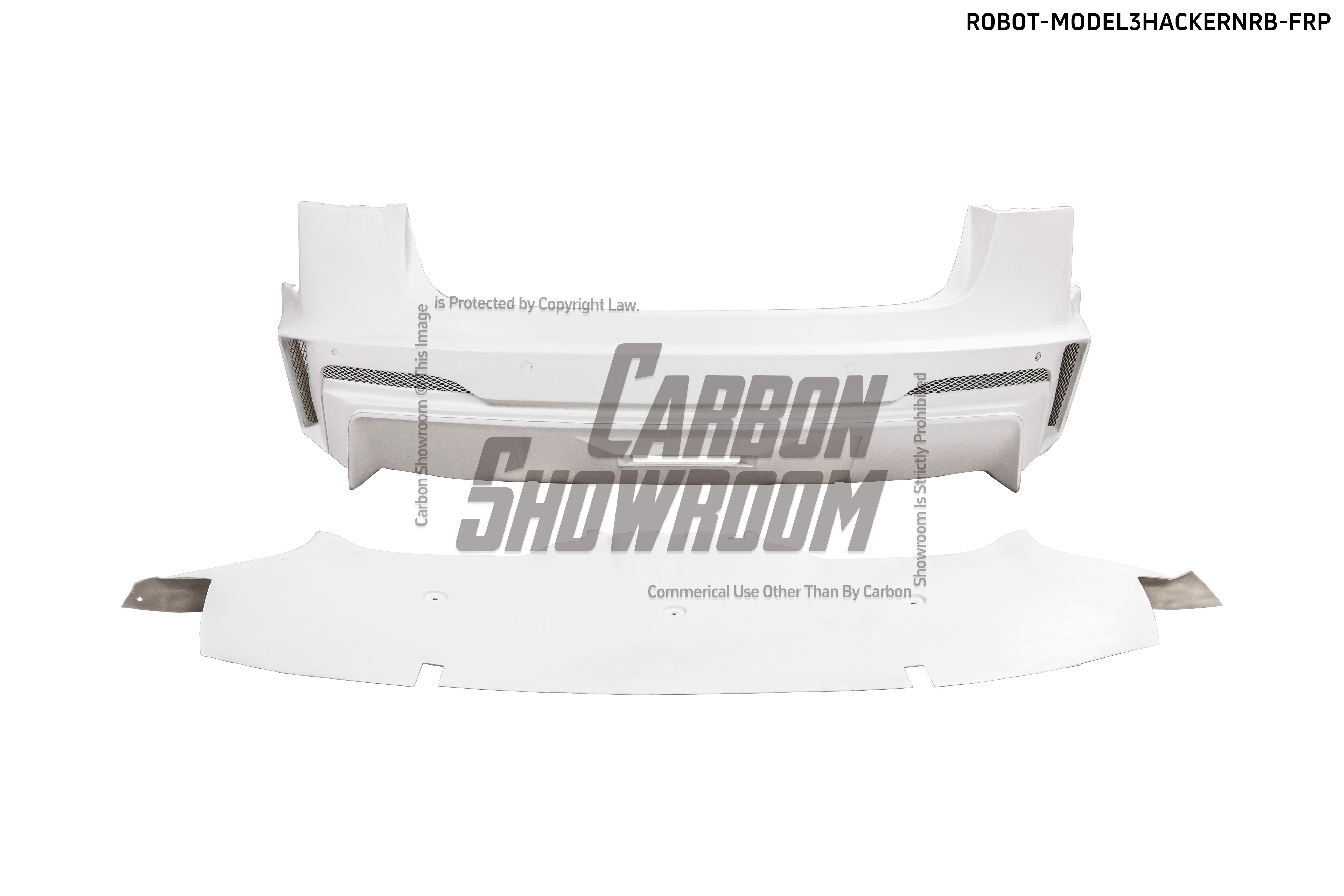 Tesla Model 3 Performance Long Range Standard Base 2017 2018 2019 2020 2021 2022 2023 with Aftermarket Parts - "HACKER" Rear Bumper & Diffuser Carbon Fiber / FRP from Robot Craftsman