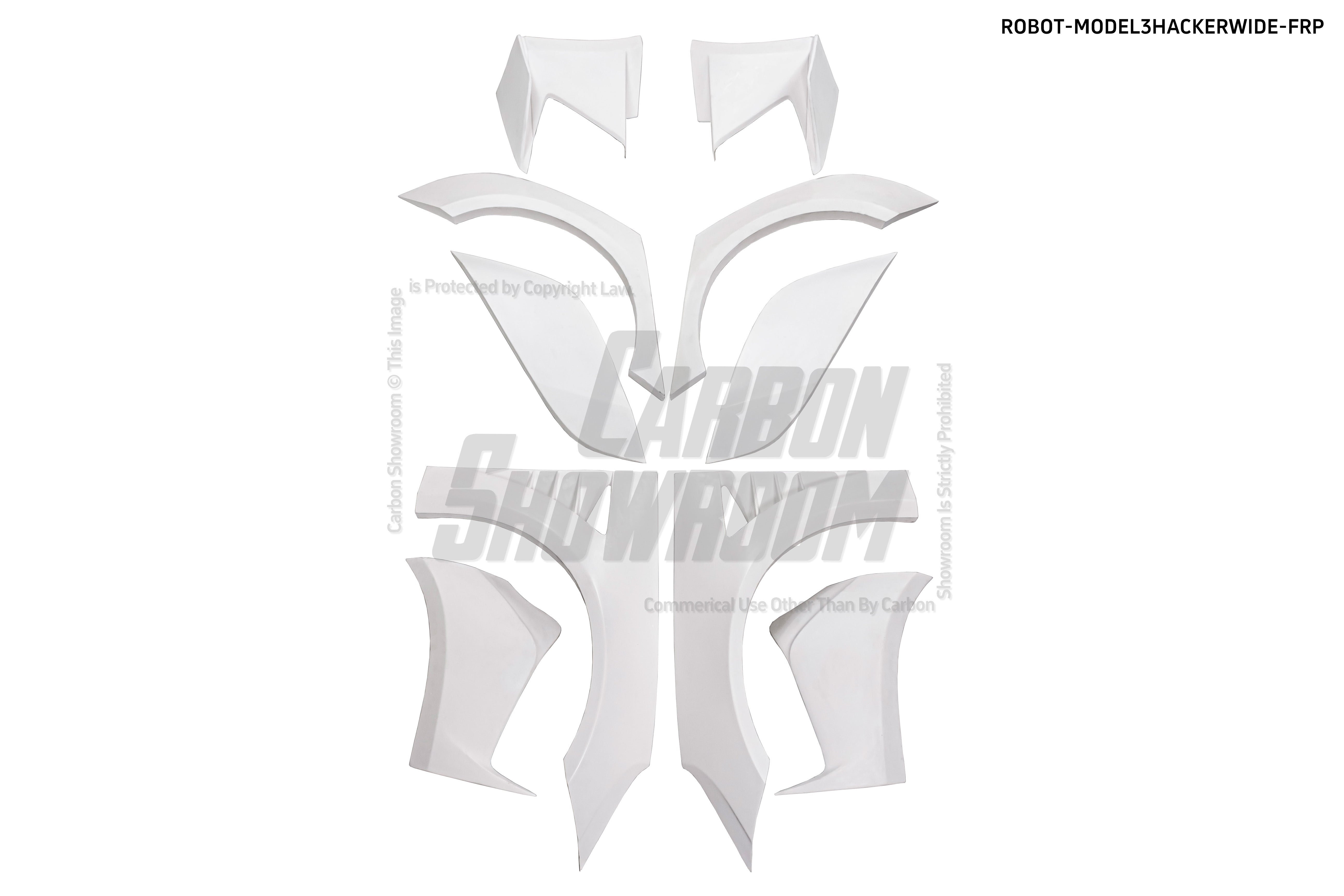 Tesla Model 3 Performance Long Range Standard Base 2017 2018 2019 2020 2021 2022 2023 with Aftermarket Parts - "Hacker" Widebody Wheel Arches & Side Skirts Carbon Fiber / FRP from Robot Craftsman