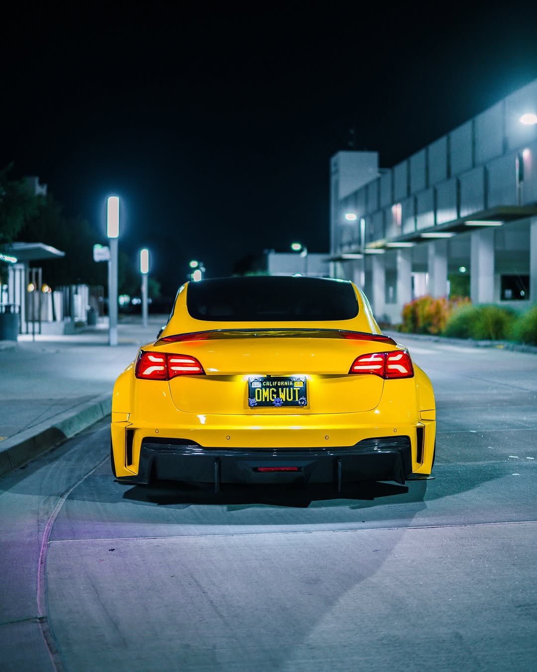 Tesla Model 3 Performance Long Range Standard Base 2017 2018 2019 2020 2021 2022 2023 with Aftermarket Parts - "Hacker" V4 Rear Ducktail Spoiler Carbon Fiber / FRP from Robot Craftsman
