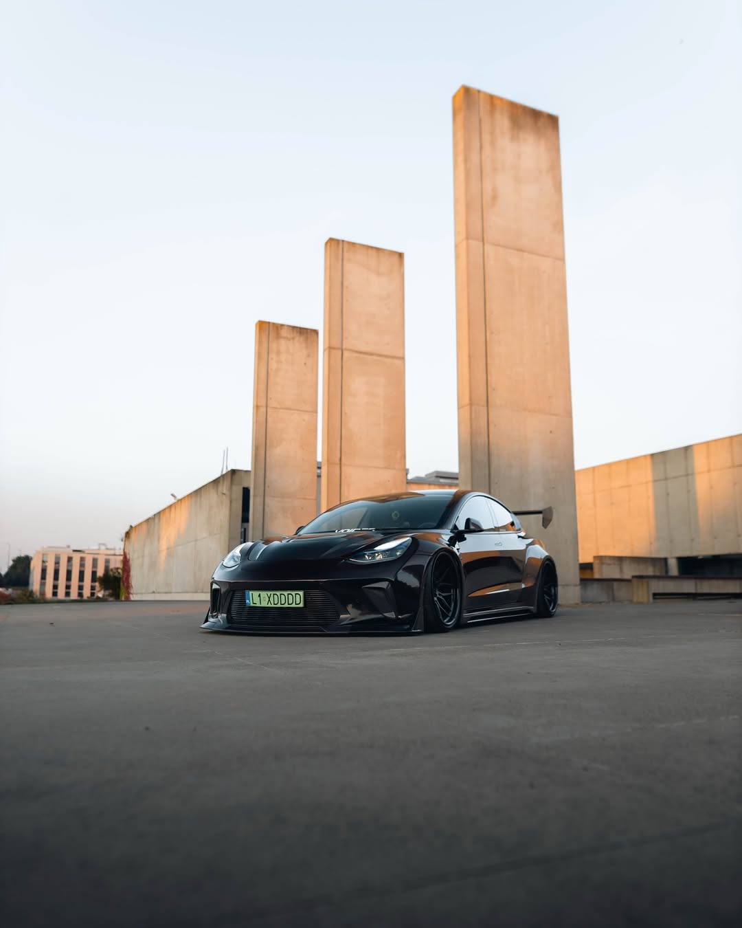 Tesla Model 3 Performance Long Range Standard Base 2017 2018 2019 2020 2021 2022 2023 with Aftermarket Parts - "Hacker" V1 Hood Bonnet Carbon Fiber / FRP from Robot Craftsman