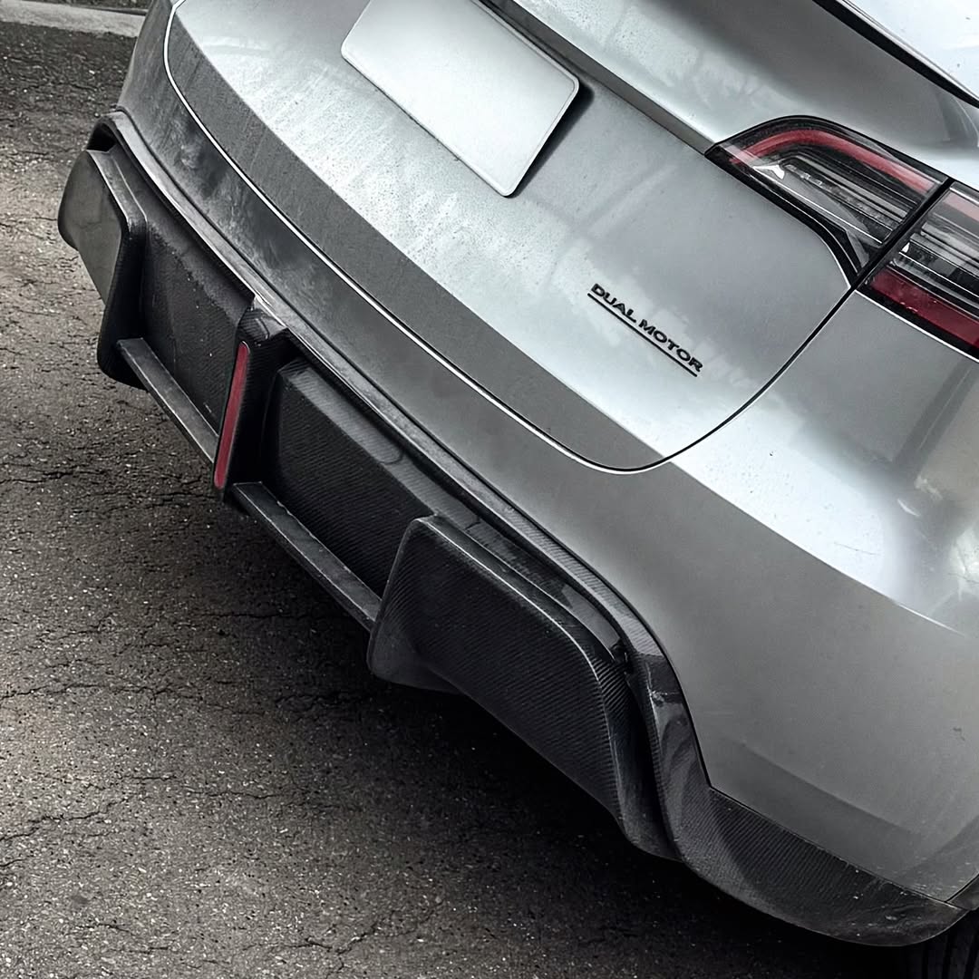 Tesla Model Y Performance AWD Long Range RWD Standard 2020 2021 2023 2024 with Aftermarket Parts - "CRYPTON" Rear Diffuser Carbon Fiber / FRP from Robot Craftsman